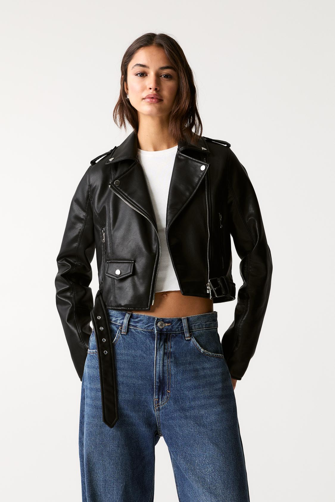 Chaqueta Biker Efecto Pull And Bear Chaqueta Cuero Chaquetas Mujer