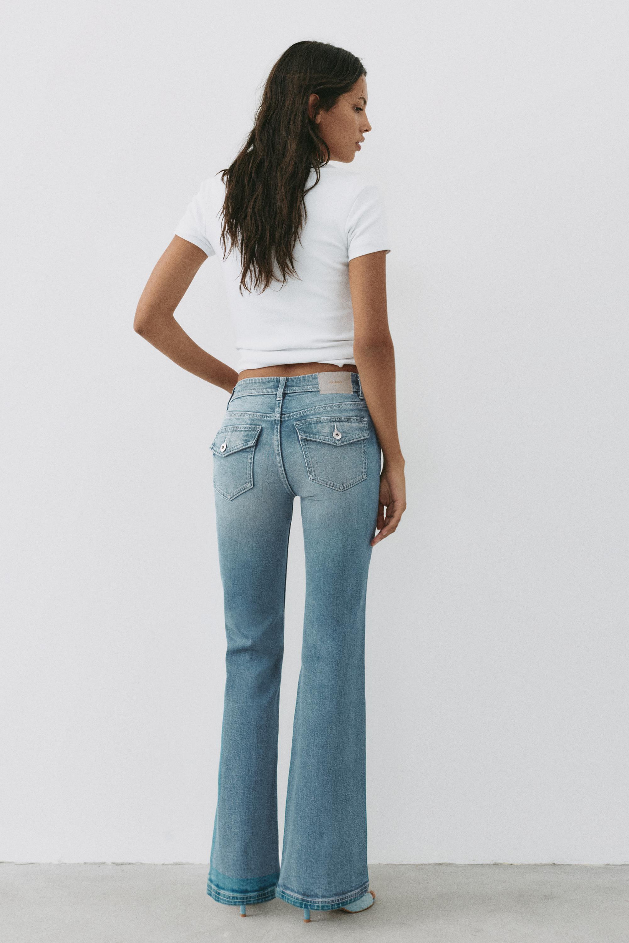 Low-rise boot-cut jeans — Greenish blue