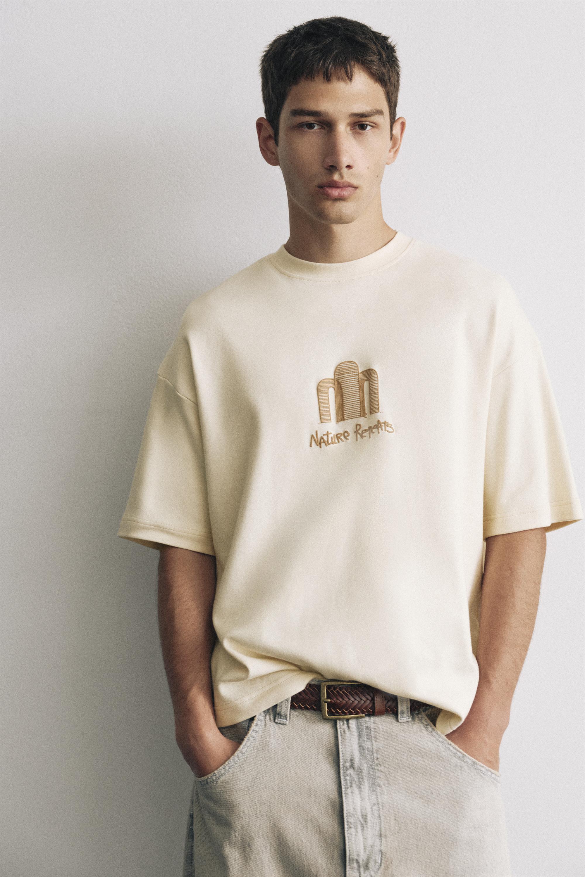 Short sleeve graphic sweatshirt — Sand