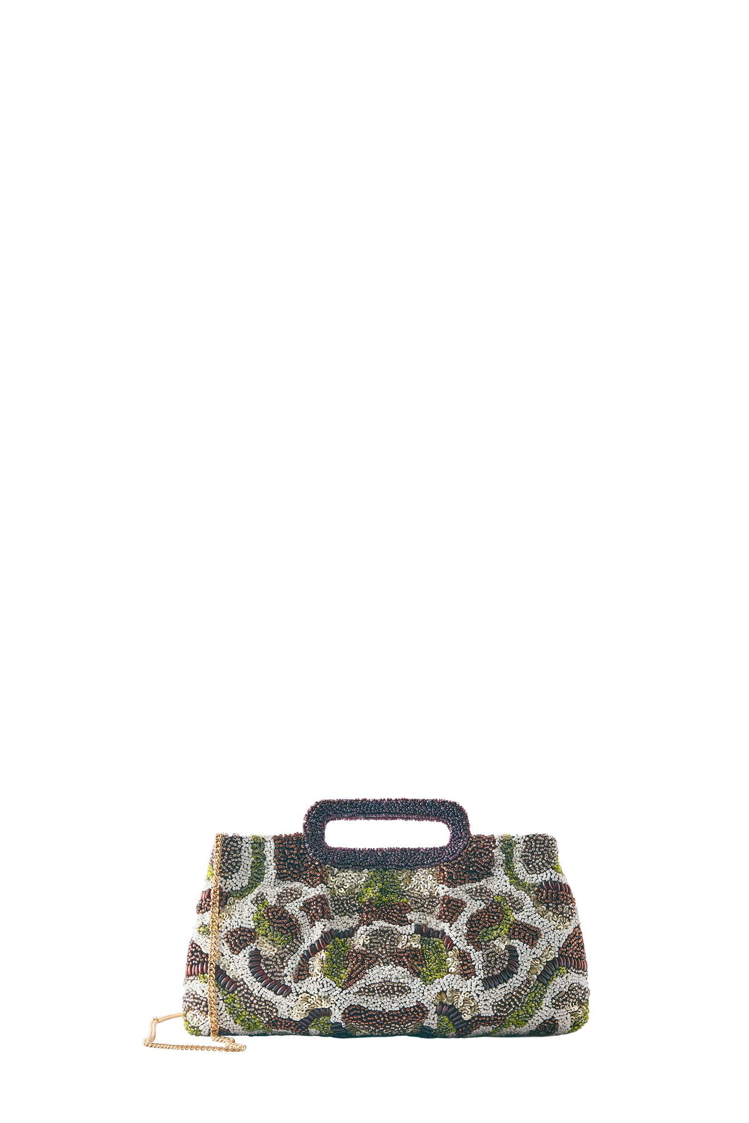 Beaded clutch bag — Brown