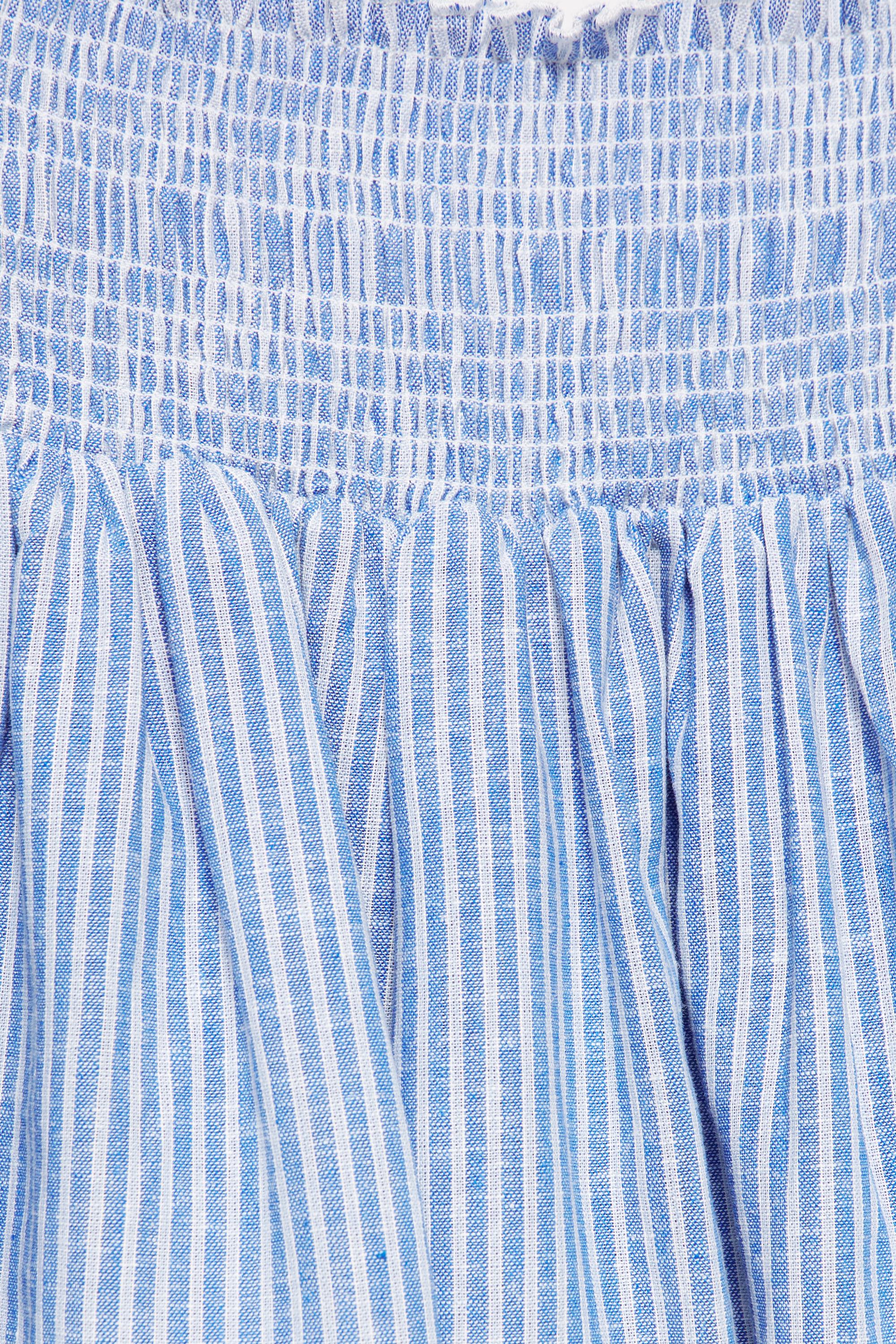 Striped linen blend mini skirt — Blue