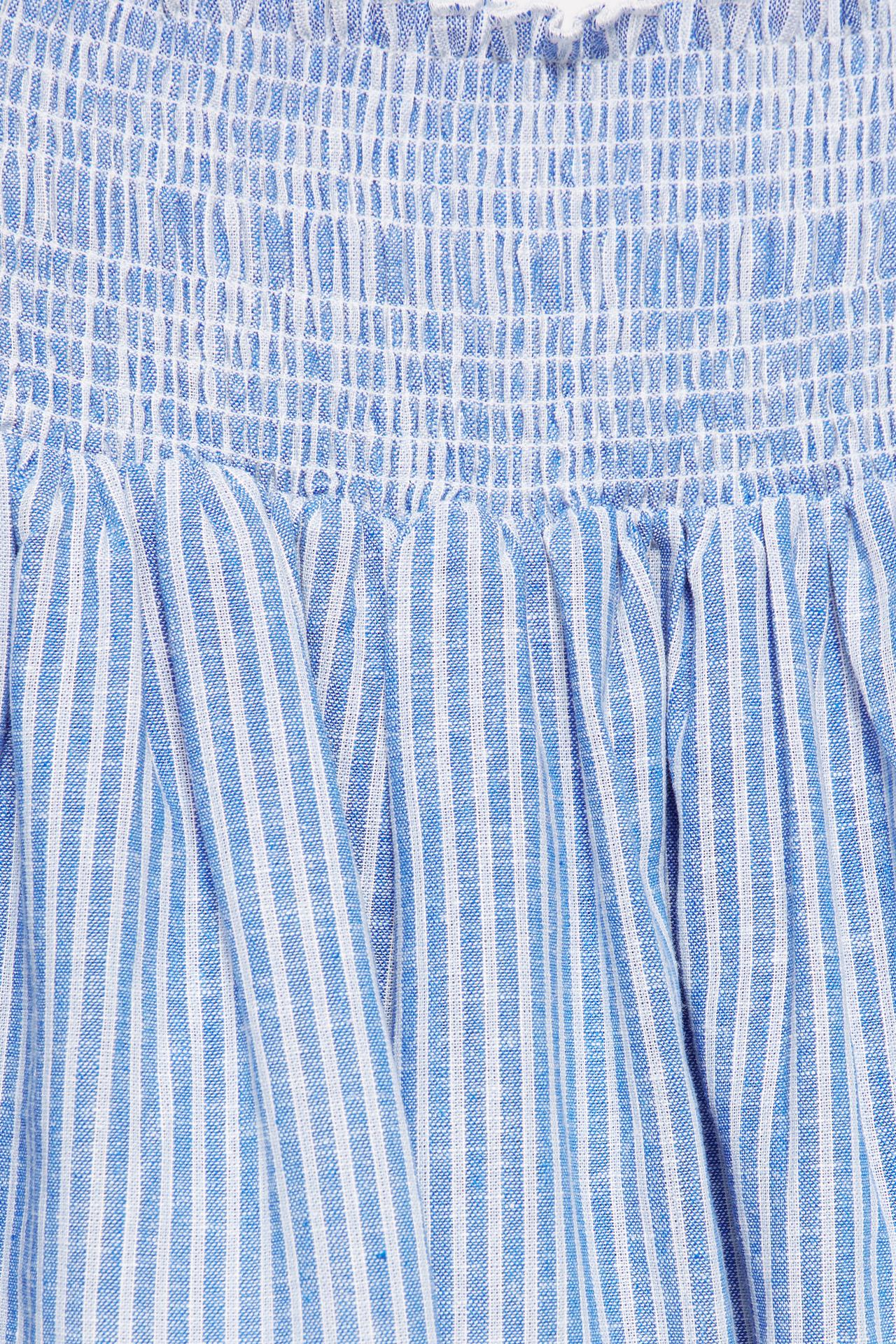 Striped linen blend mini skirt — Blue