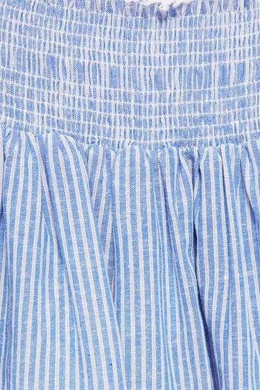 Striped linen blend mini skirt — Blue 8