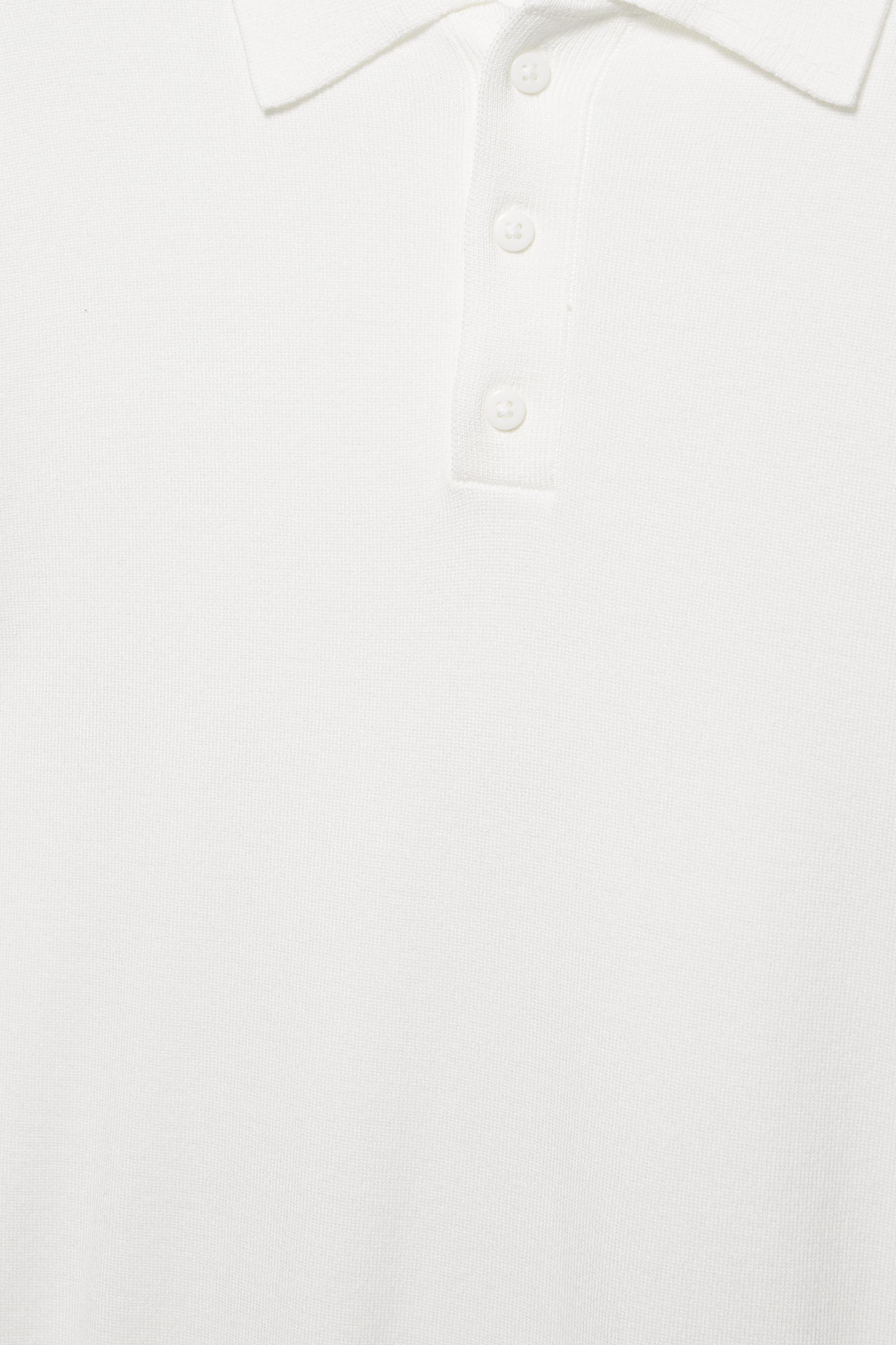 Short sleeve knit polo shirt — Off white