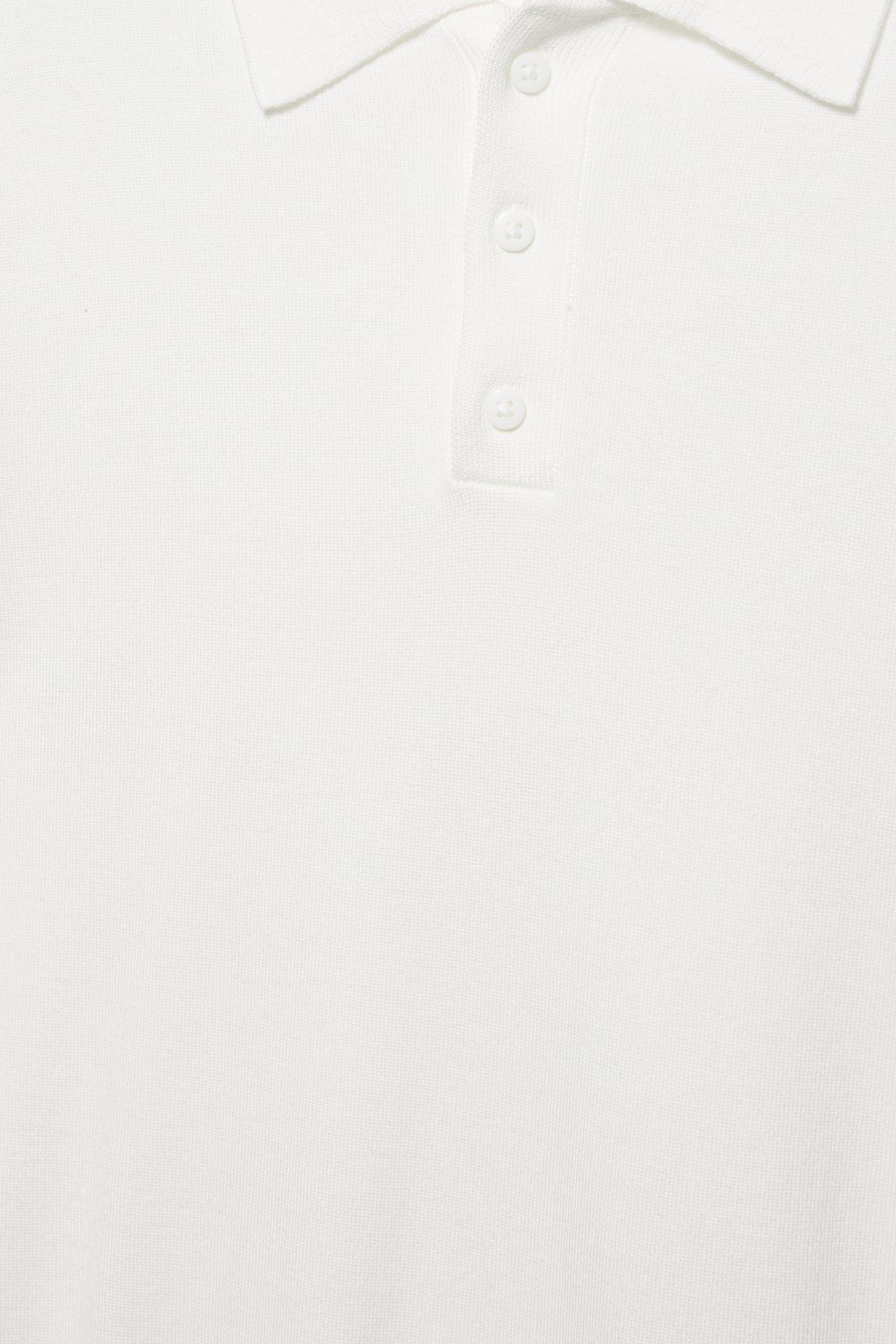 Short sleeve knit polo shirt — Off white