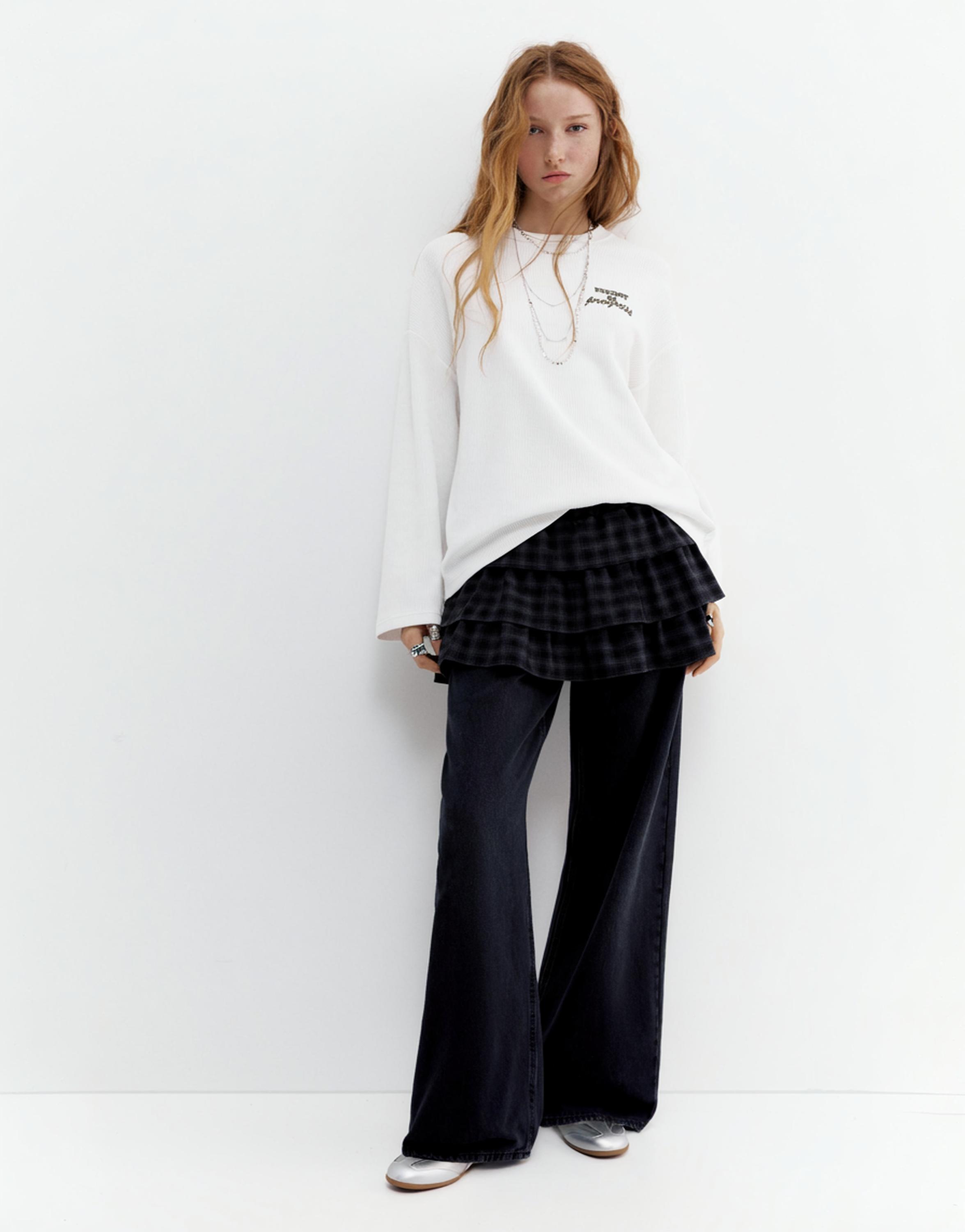 Uzun kollu yazılı tişört - Görsel 12