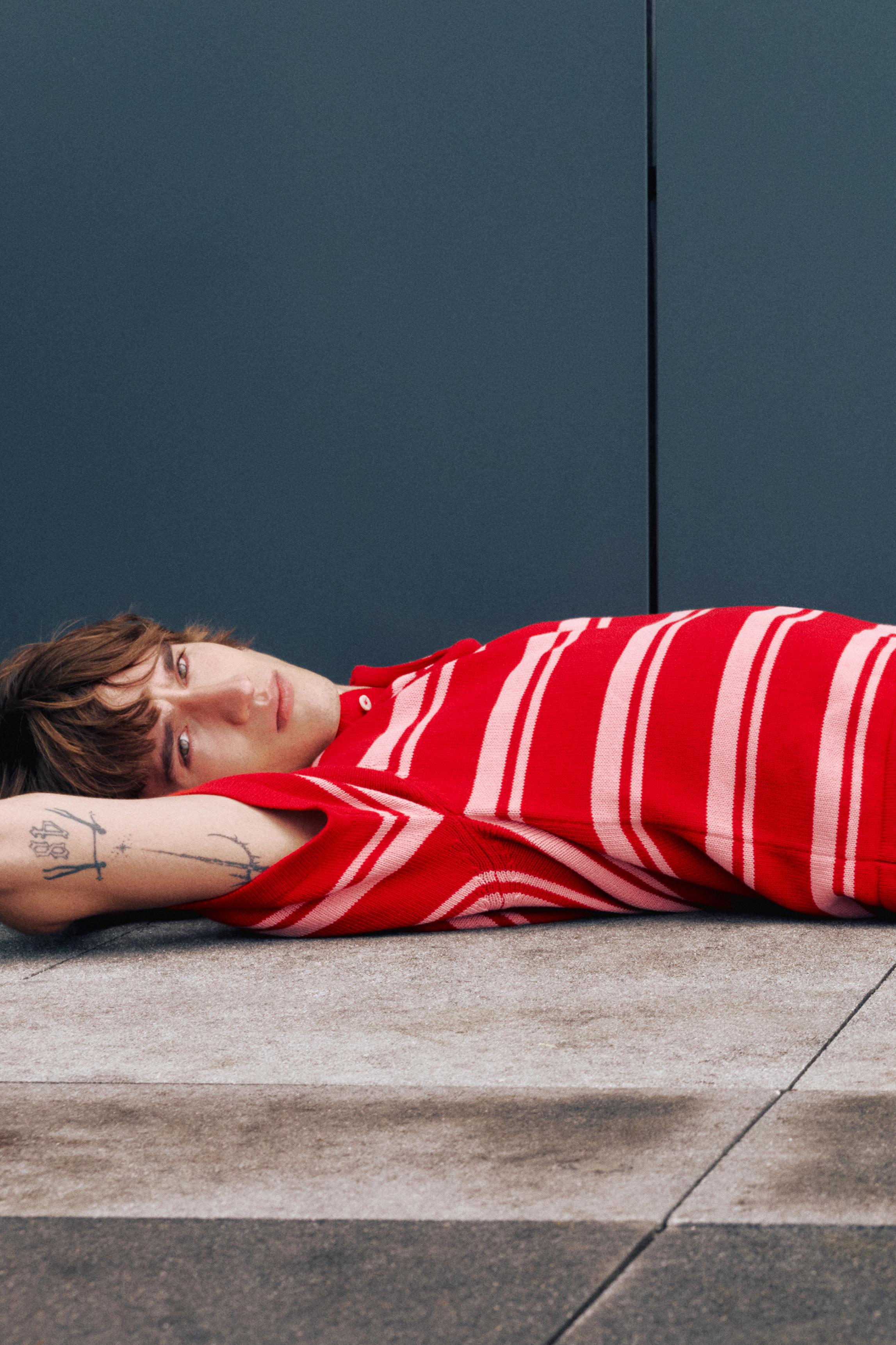 STWD striped knit polo shirt — Red