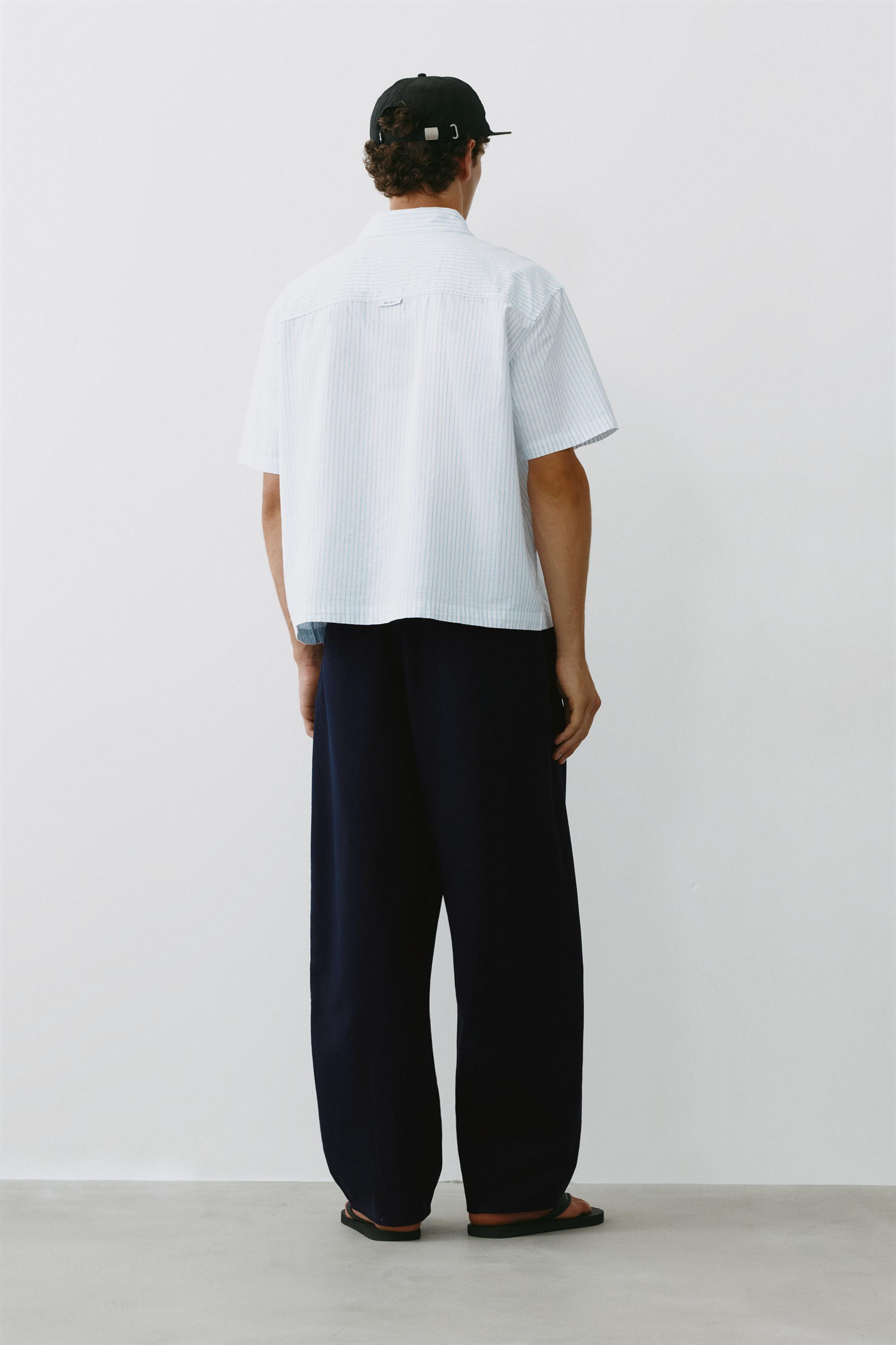 Striped short sleeve shirt — Pale ecru