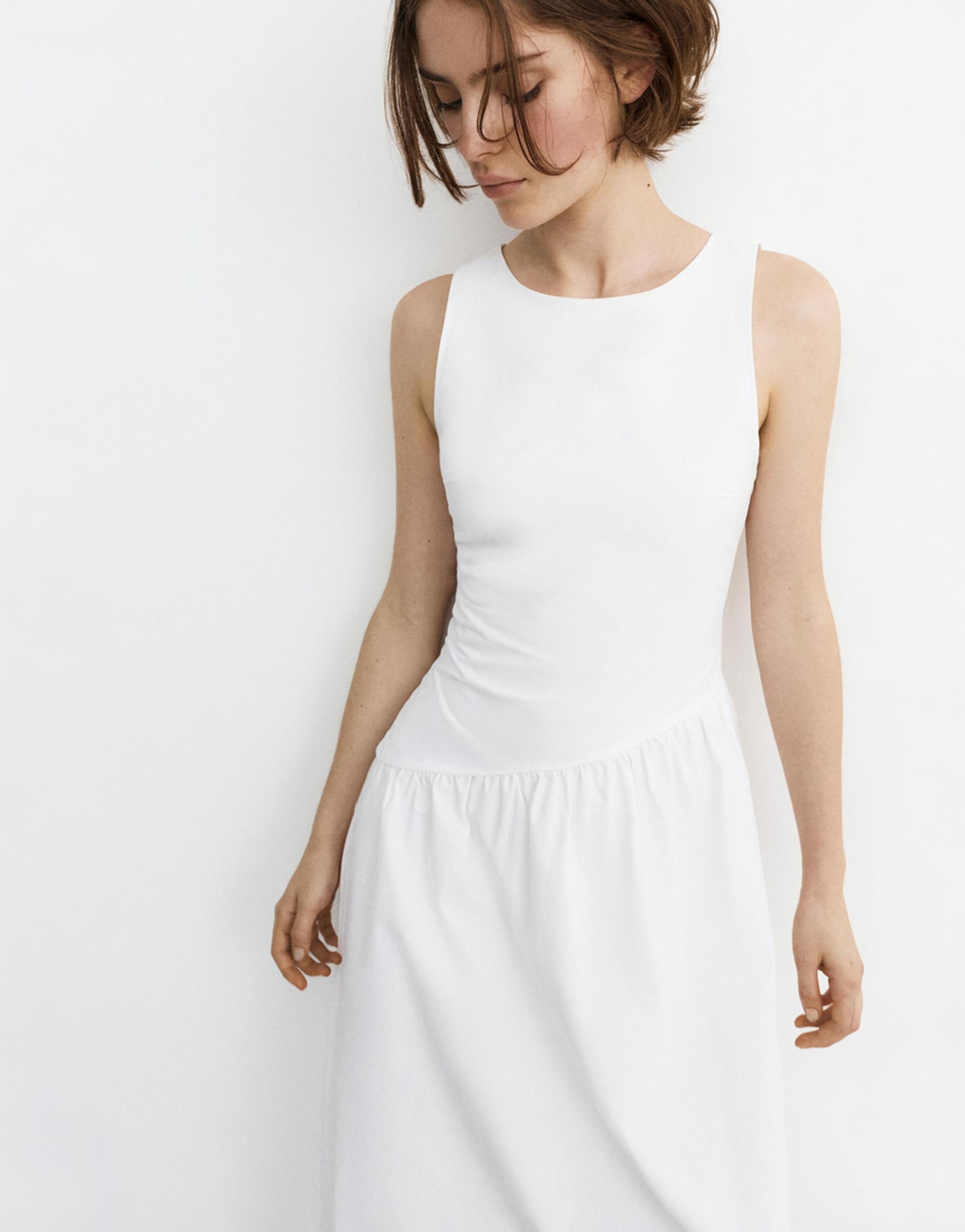 Poplin midi dress — White