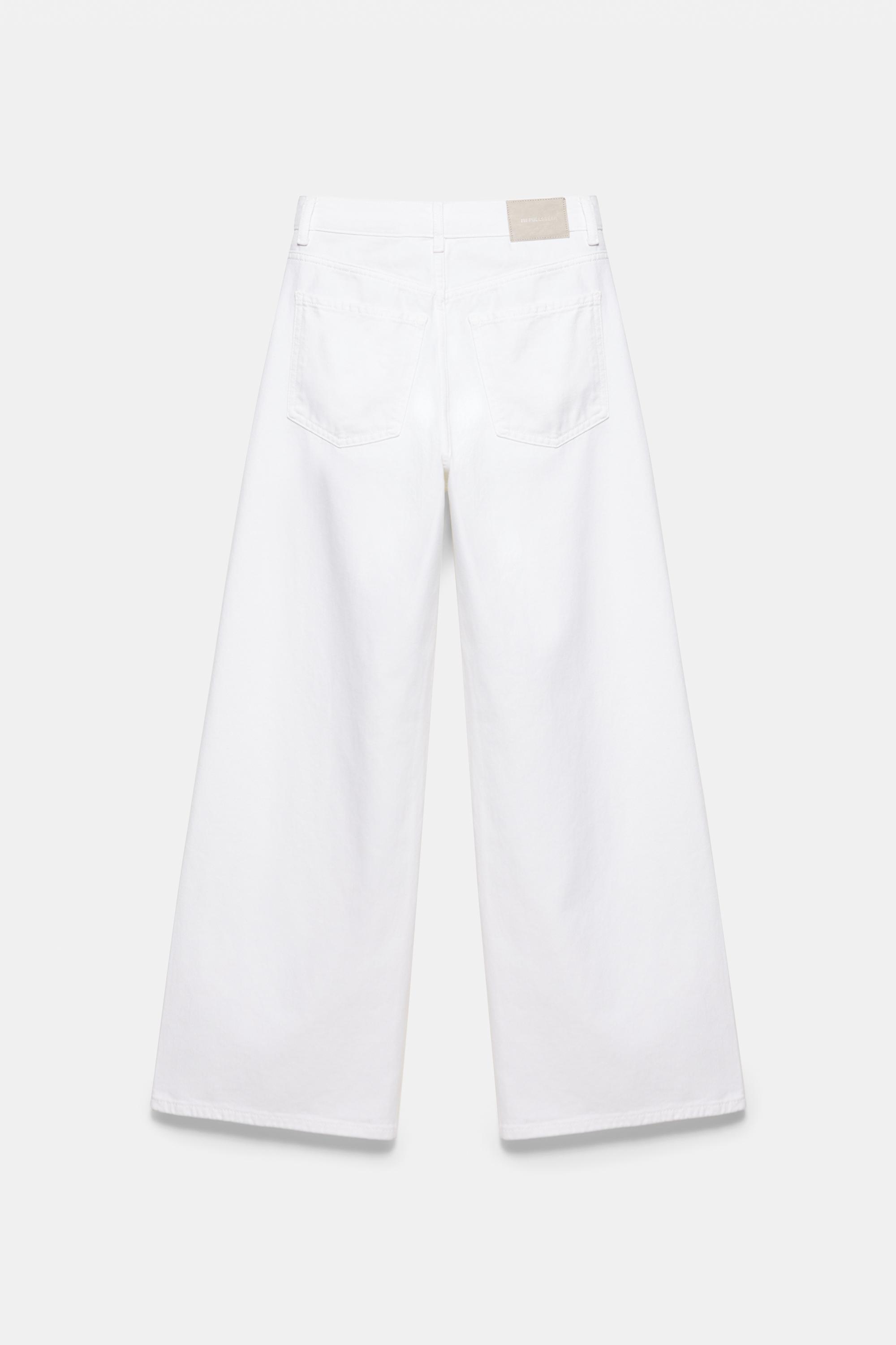 Mid-waist baggy jeans — White