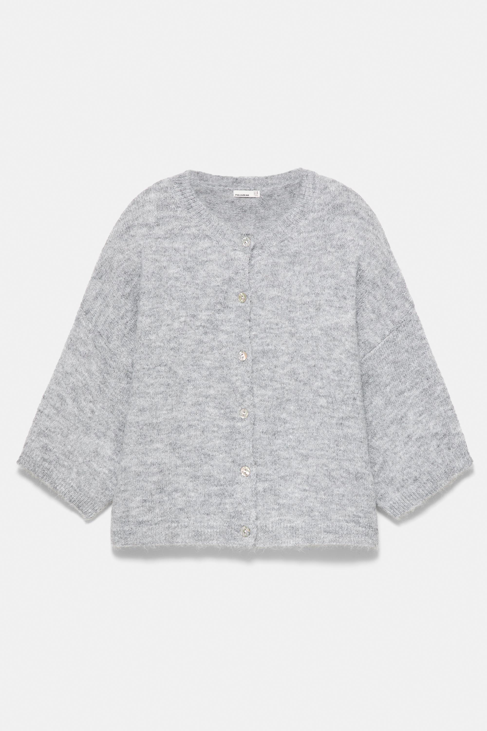 Short sleeve cardigan — Grey marl