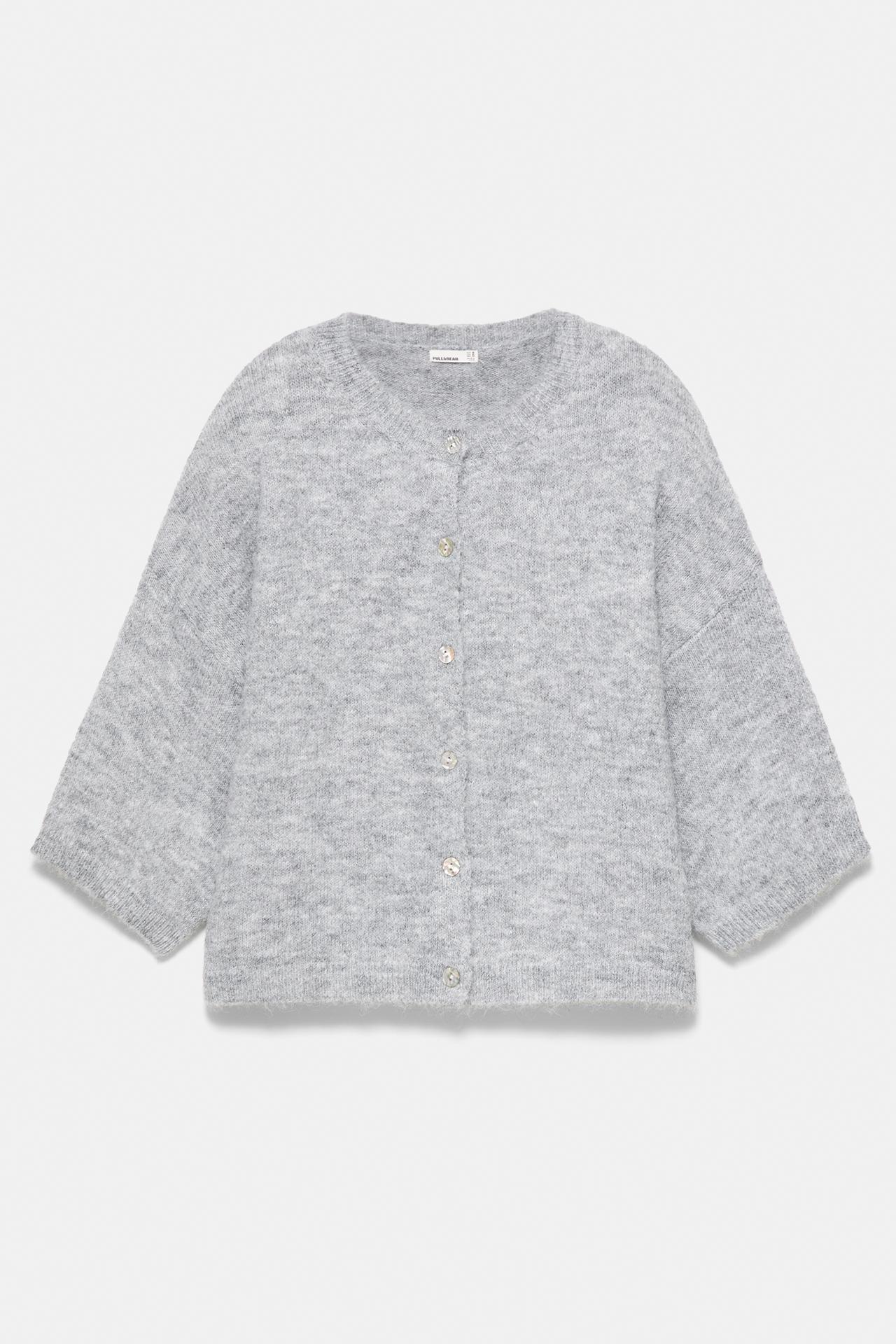 Short sleeve cardigan — Grey marl
