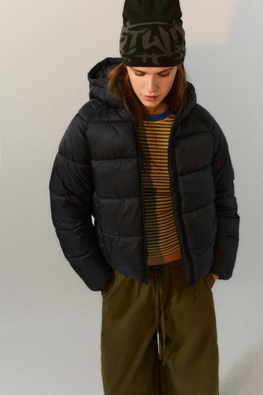 Hooded puffer jacket — Black 1