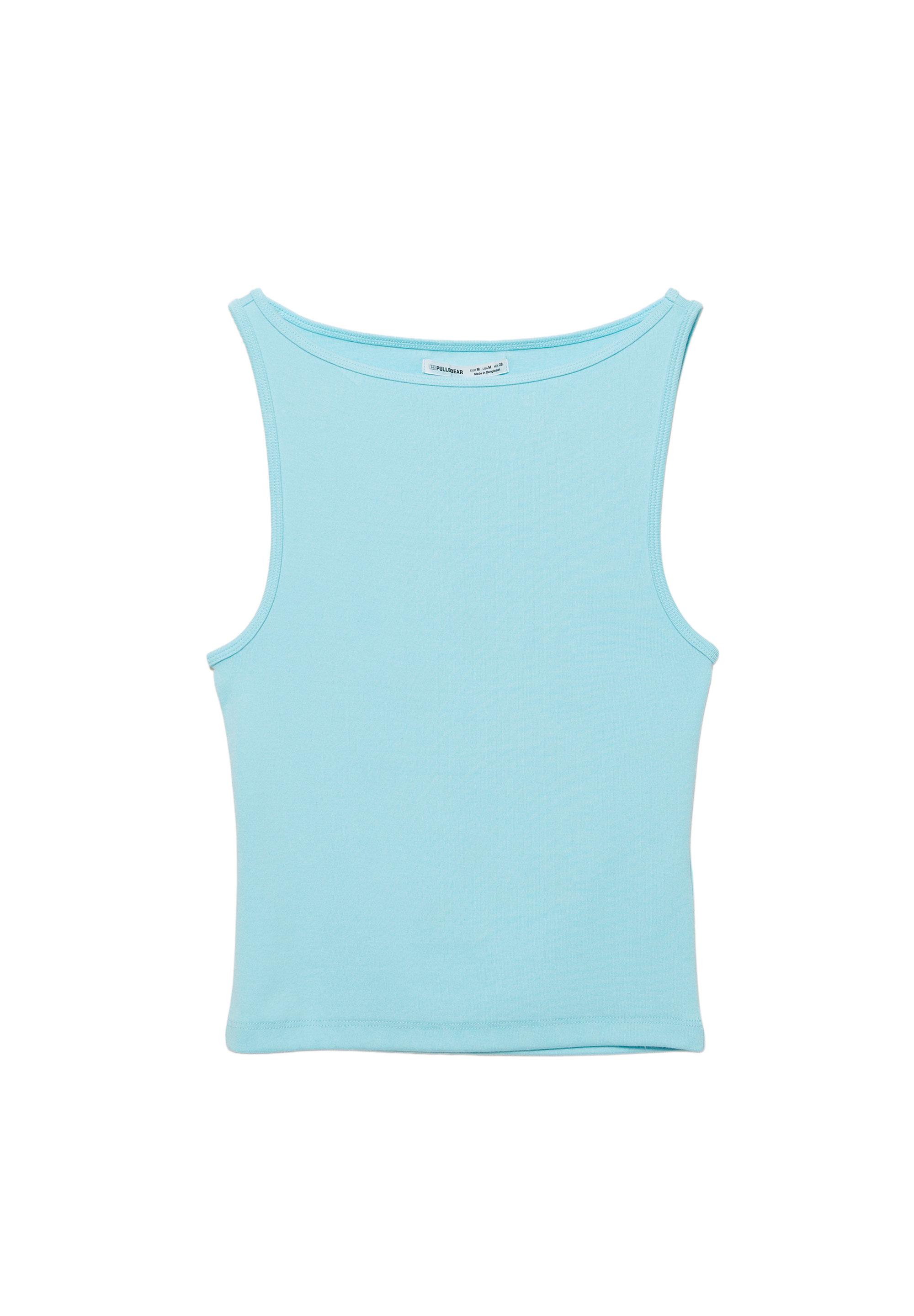 Boat neck tank top — Sky blue