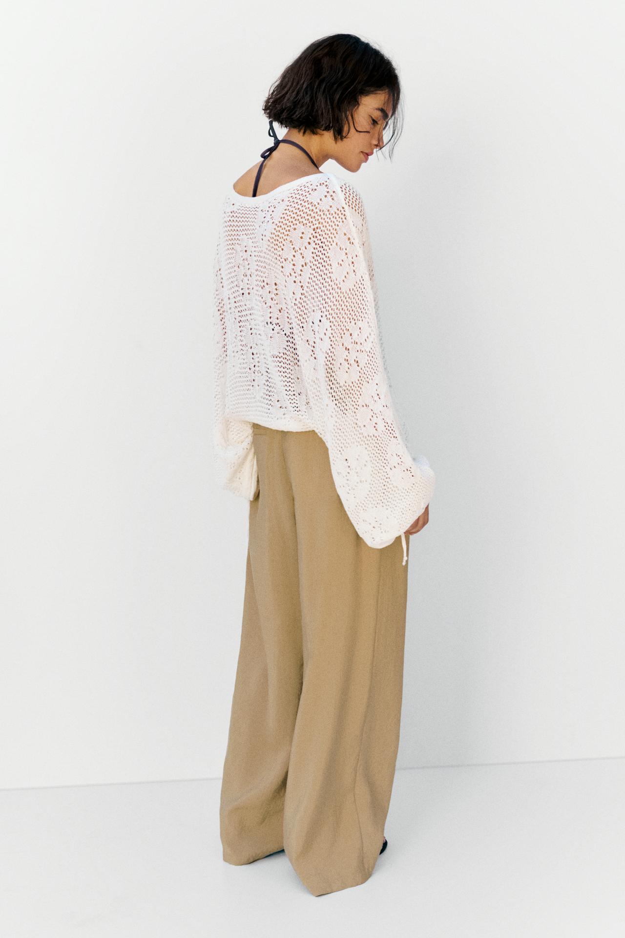 Wide-leg trousers with darts — Light camel