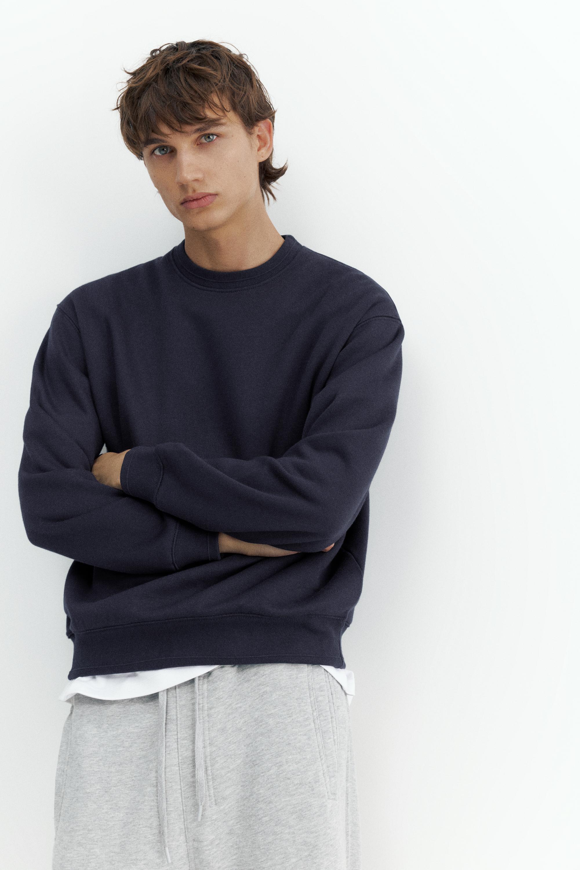 Relaxed fit round neck sweatshirt — Navy