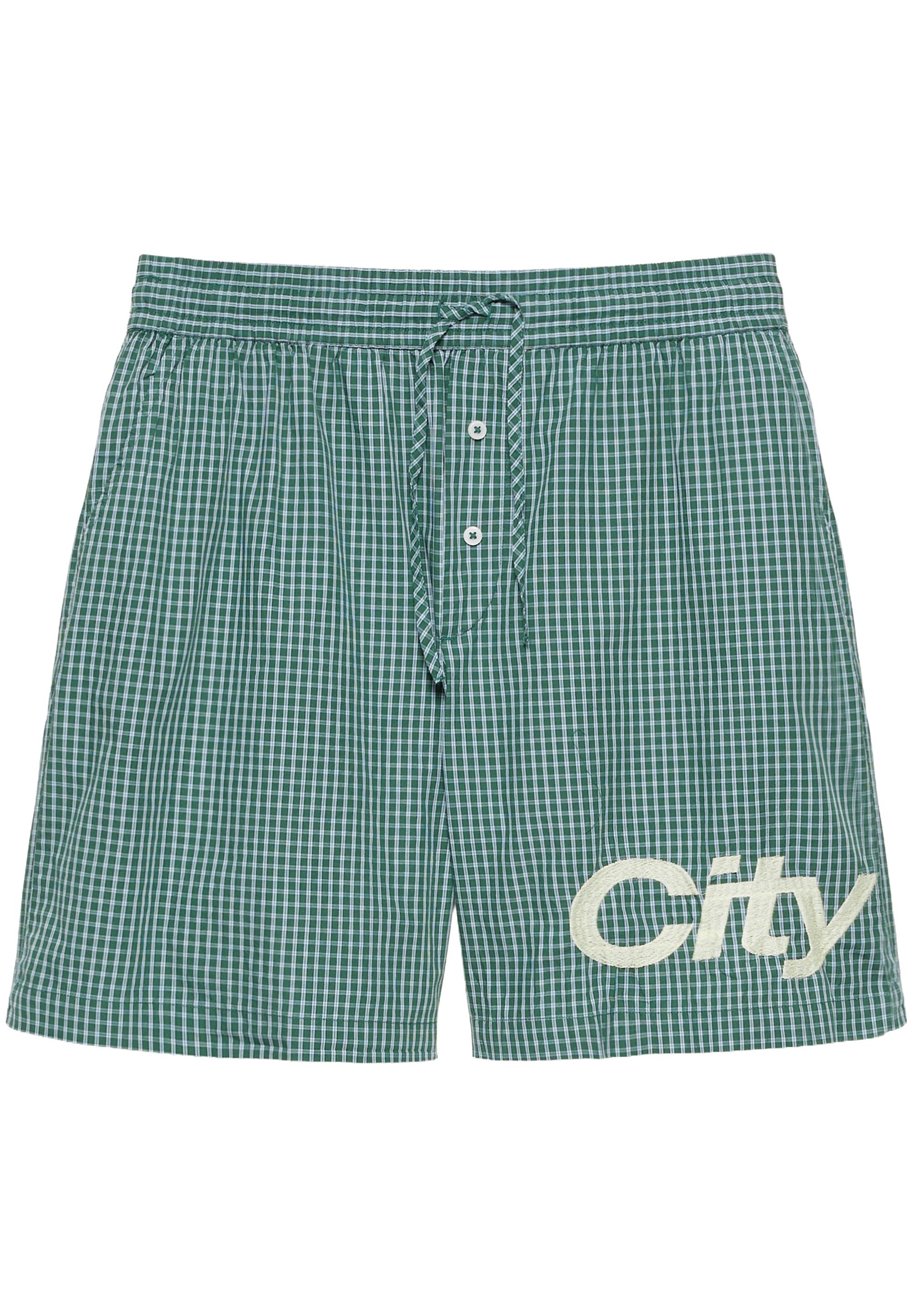 Checked graphic Bermuda shorts — Moss