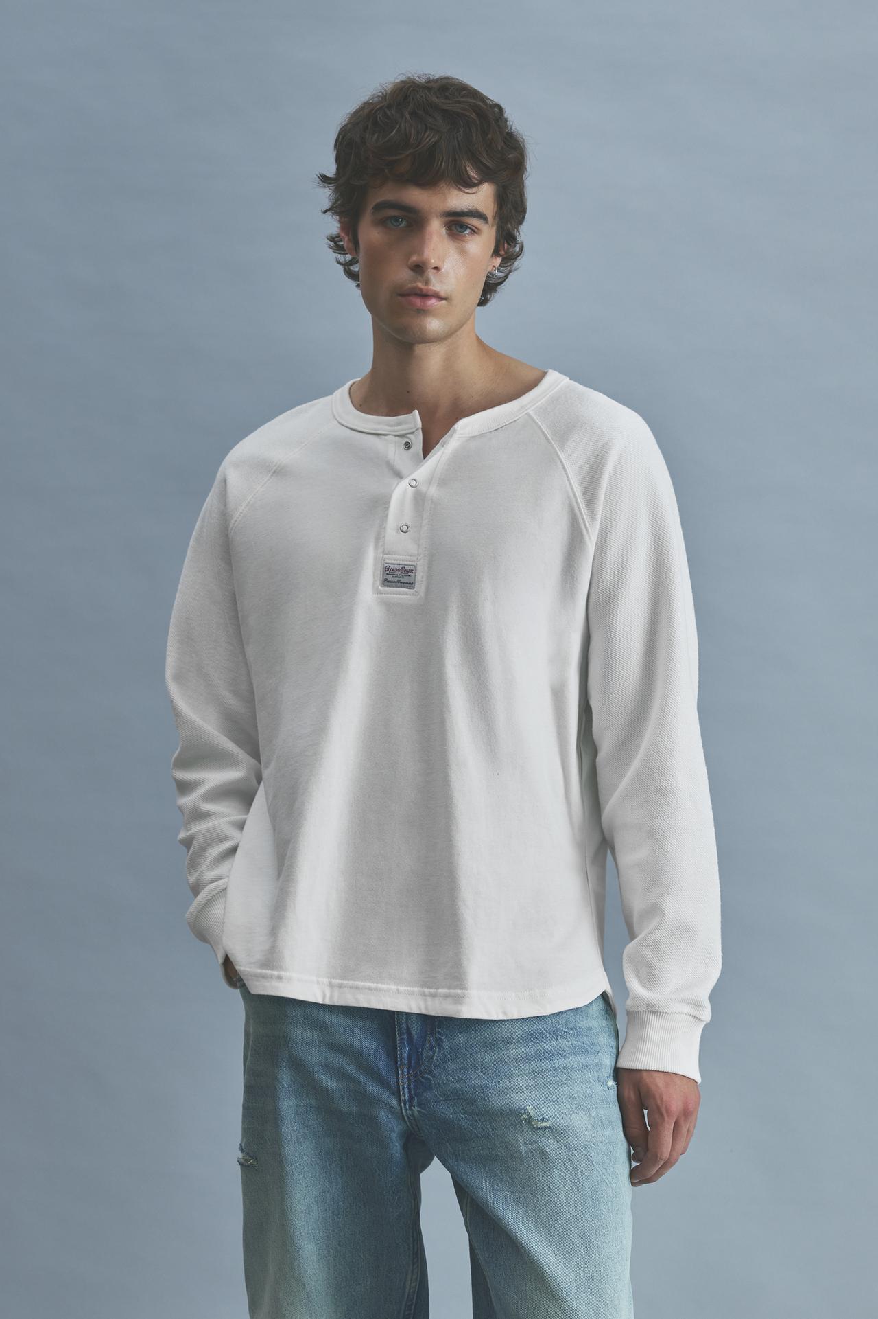 Henley-neck T-shirt — Off white