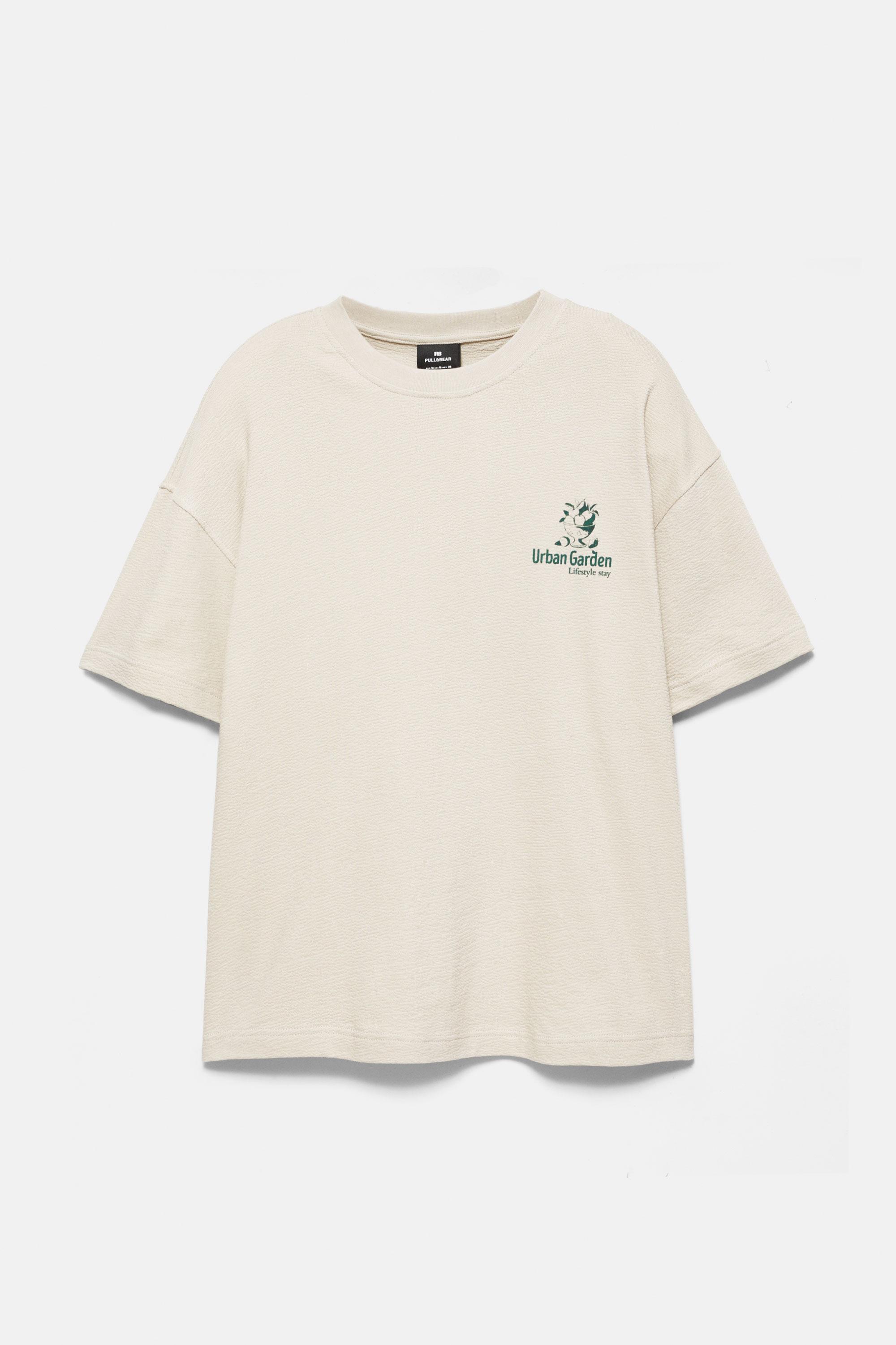 Grafik baskılı dokulu t-shirt - Görsel 5