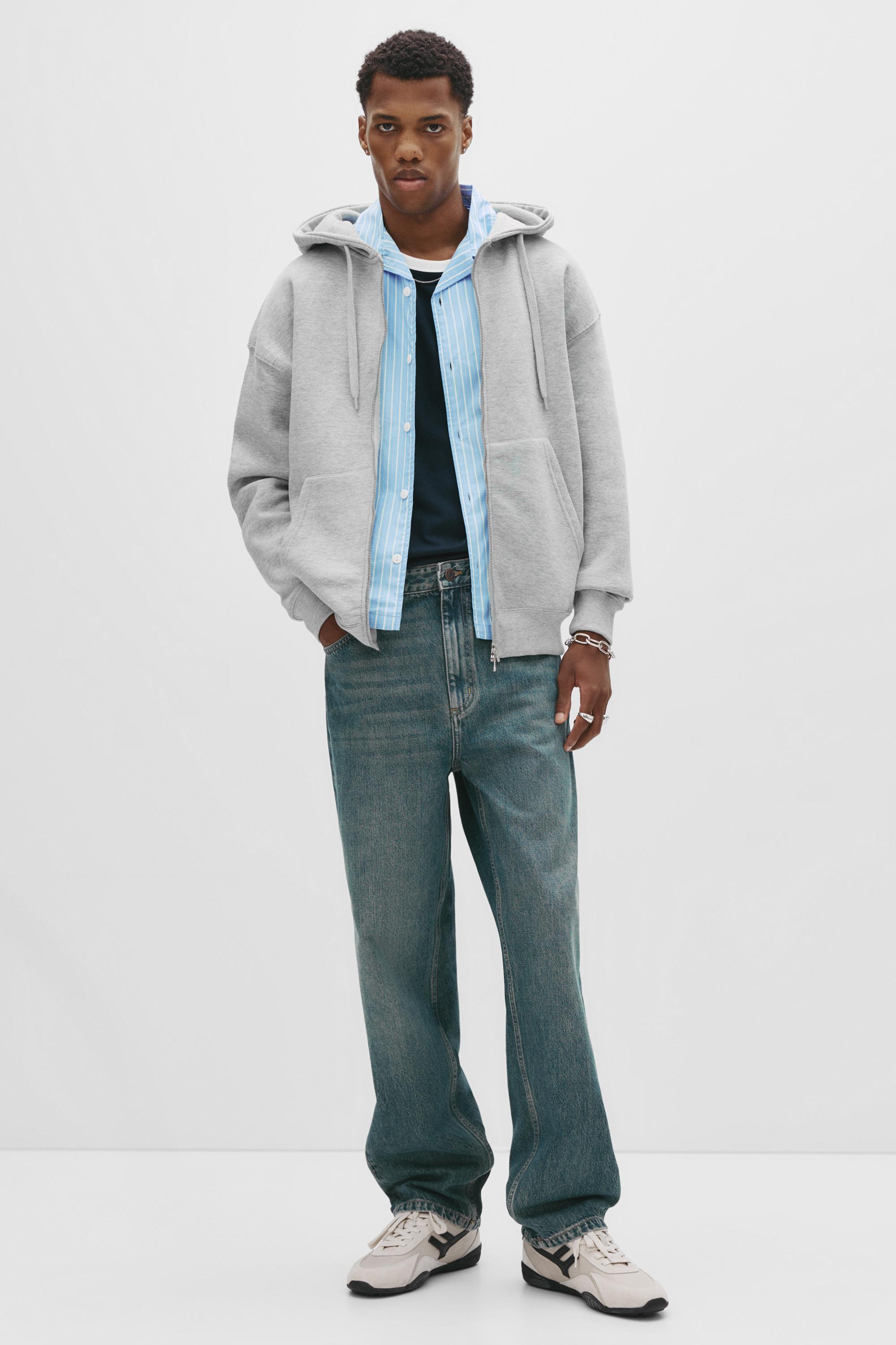 Basic kapüşonlu fermuarlı sweatshirt - Görsel 19