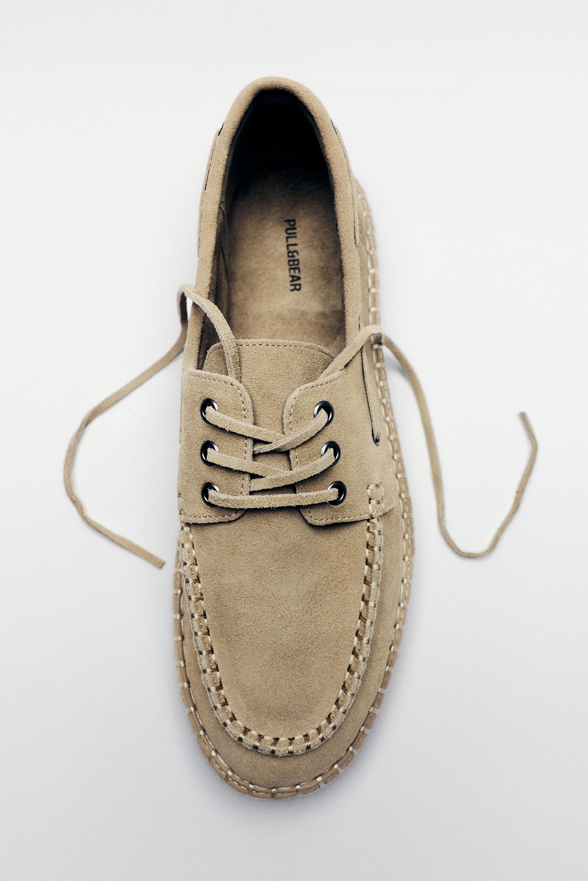 Leather jute boat shoes — Ecru