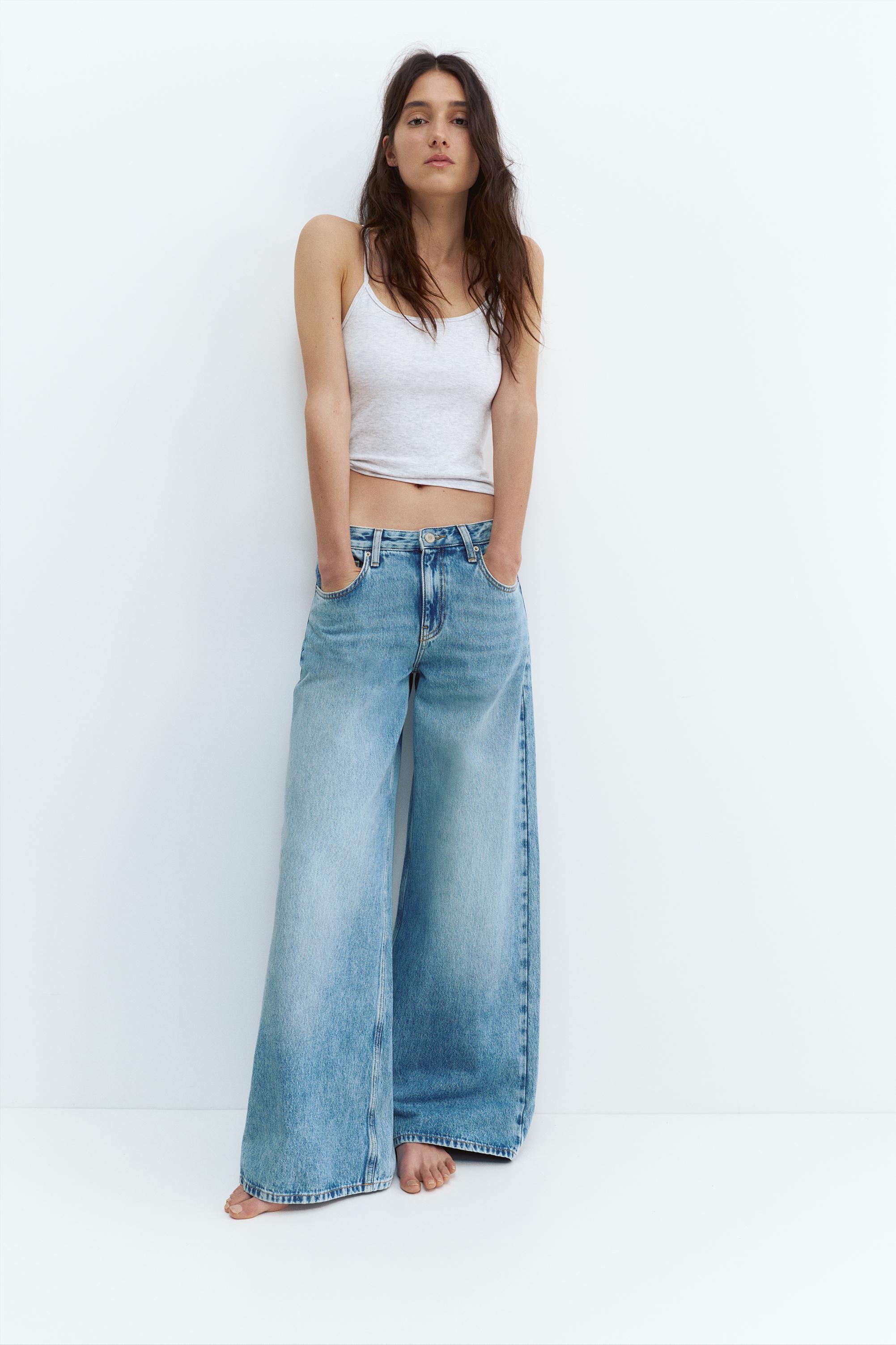 Low-rise wide-leg jeans — Medium blue