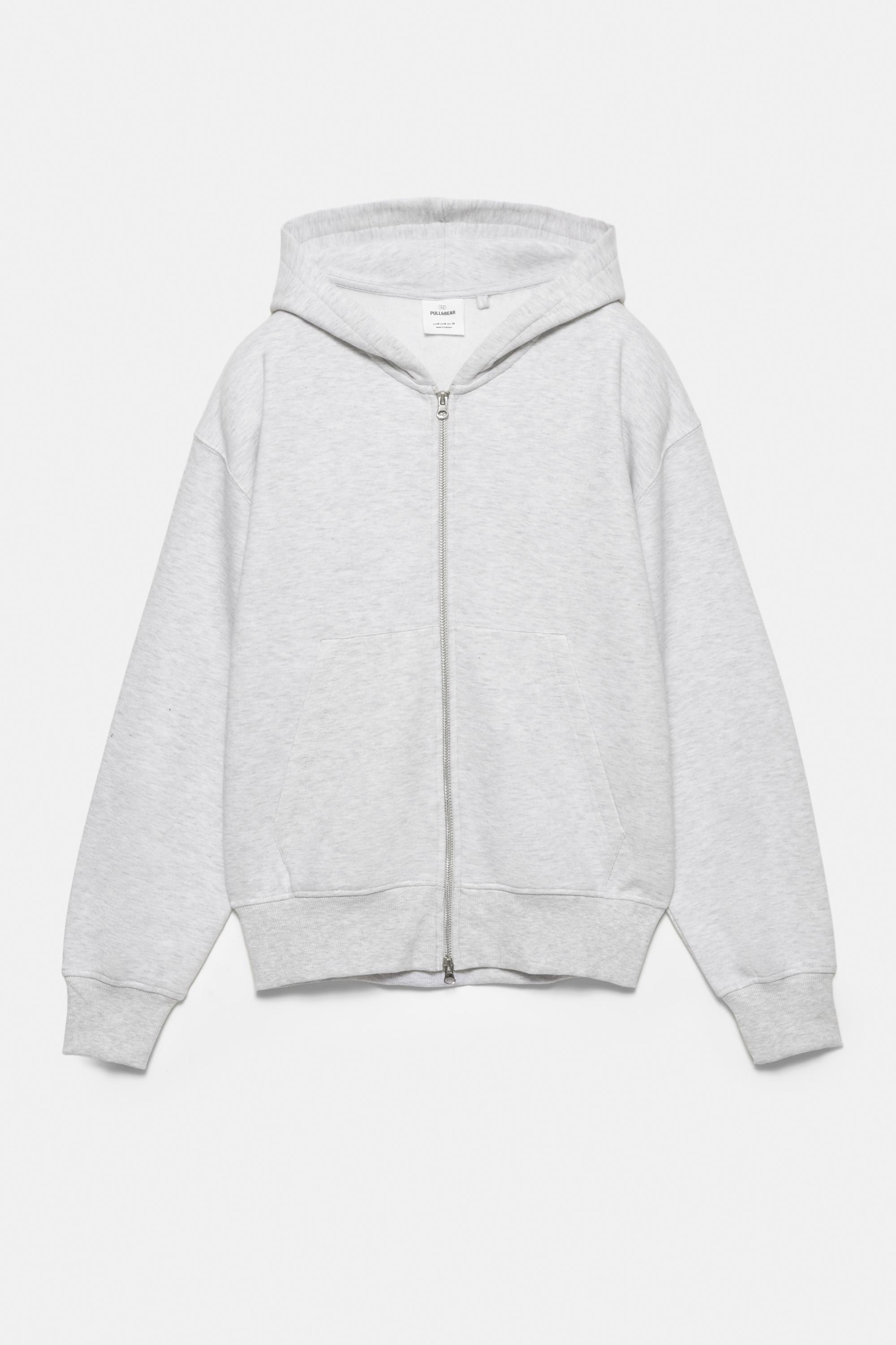 Hoodie with zipper — Grey marl