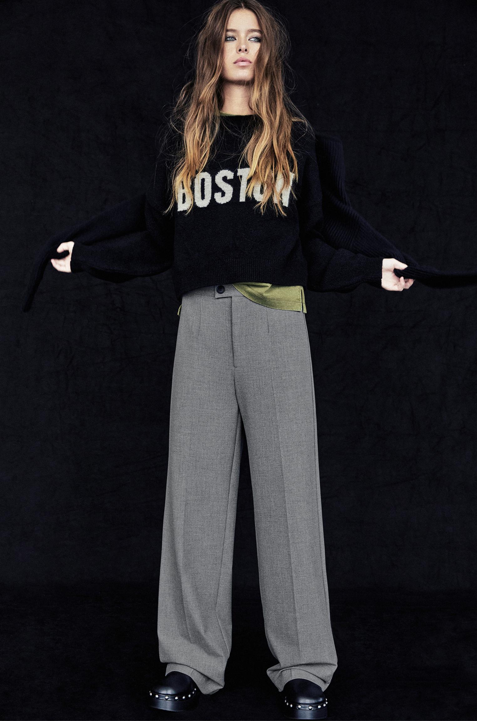 Straight-leg darted trousers — Medium grey