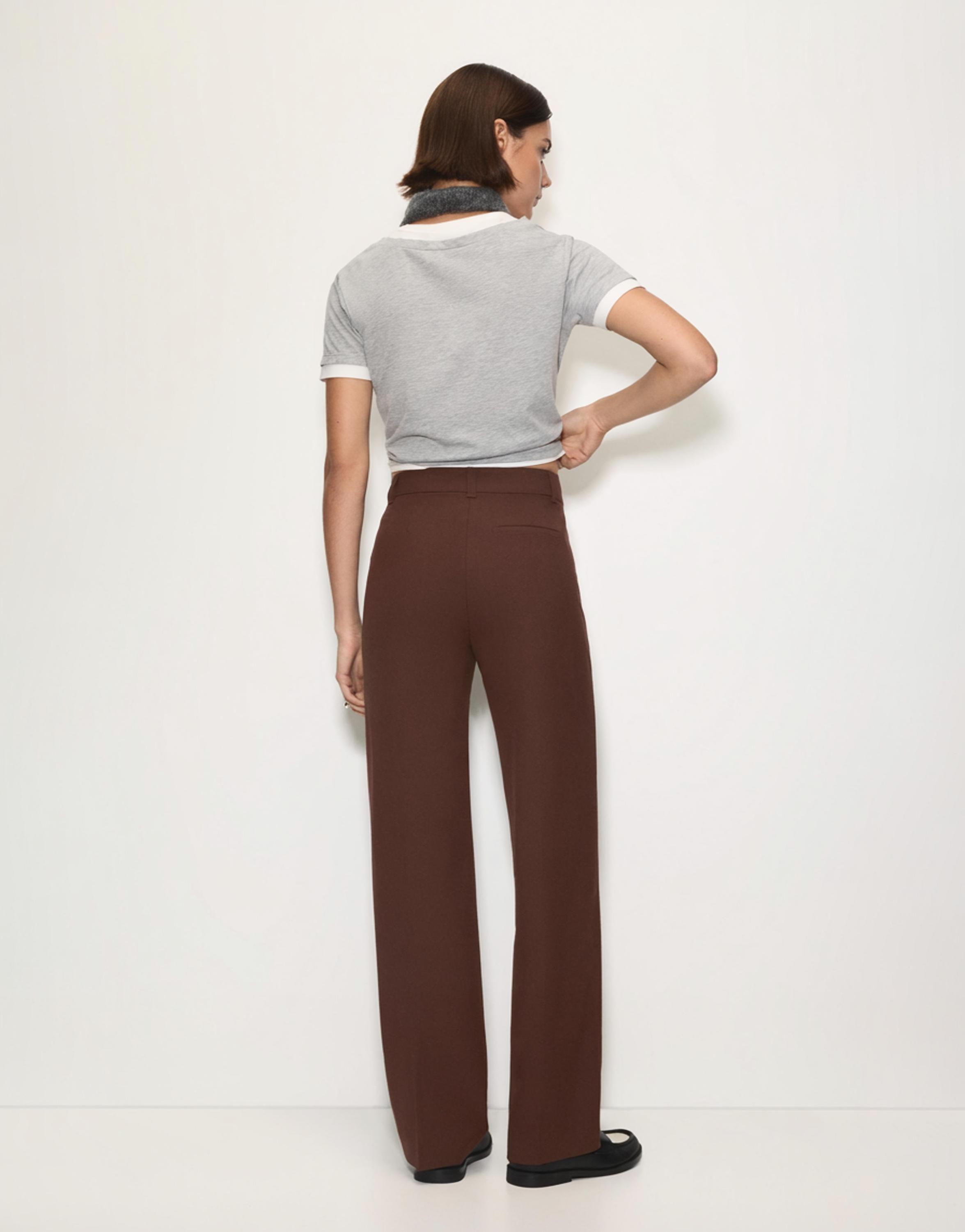 Smart high-waist straight-leg trousers — Wine