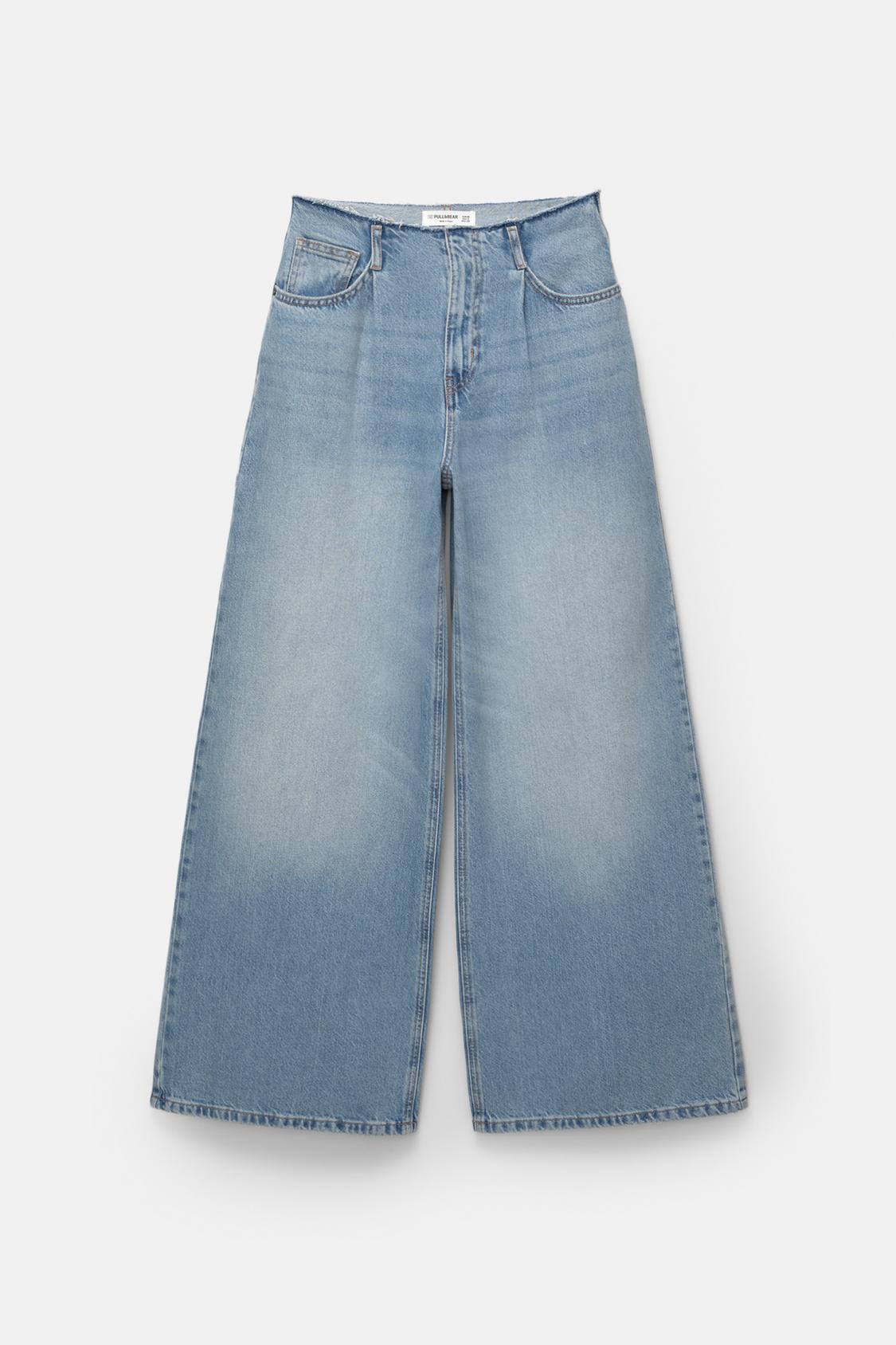 Short Larghi Jeans Wide-leg Jeans With Frayed Waistband