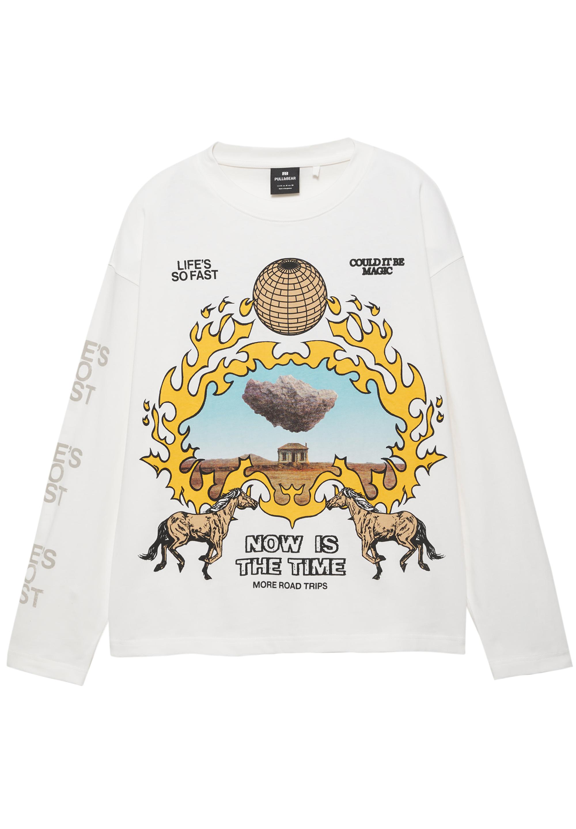 Uzun kollu grafik baskılı tişört - Görsel 3