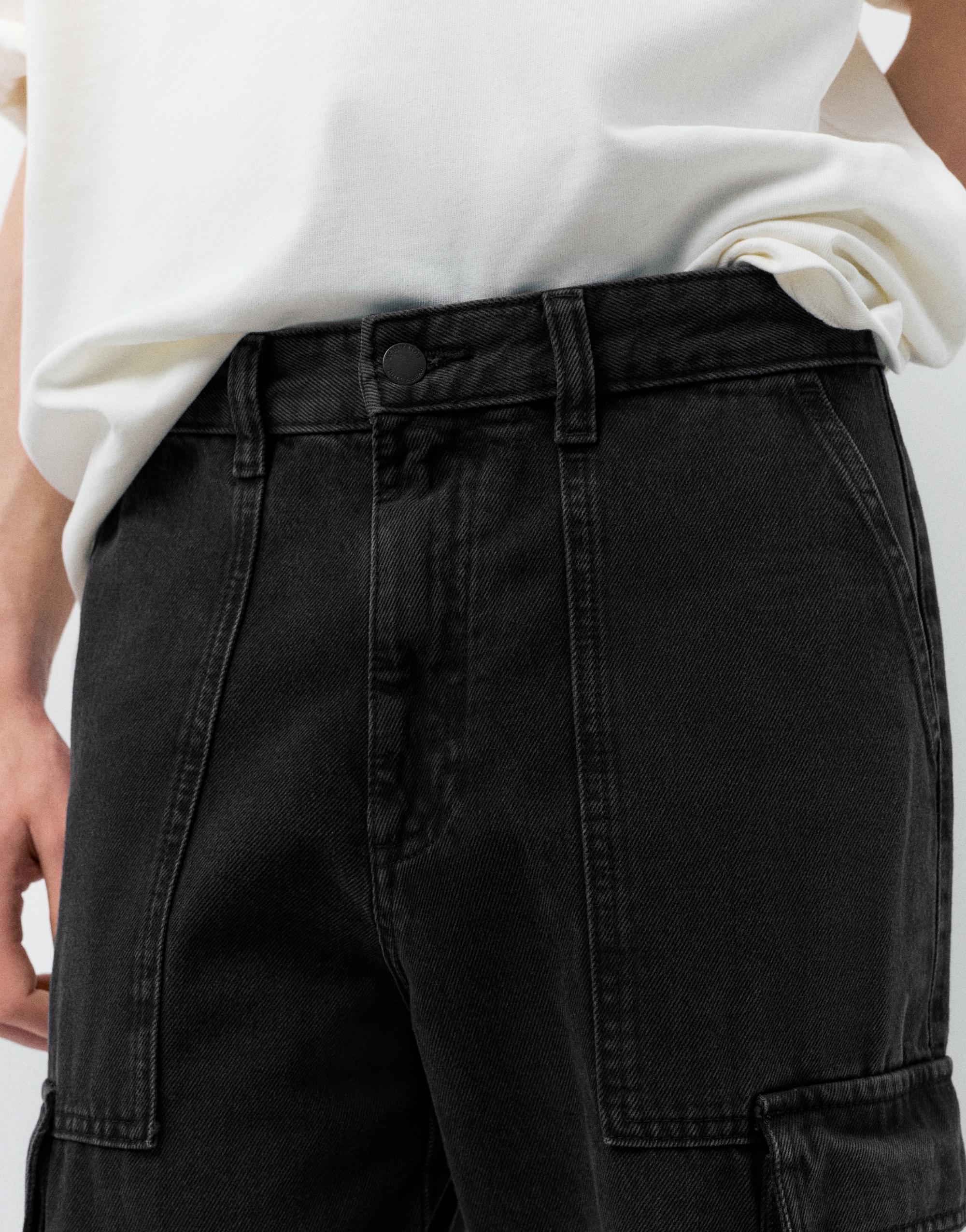 Baggy cargo jeans — Faded black