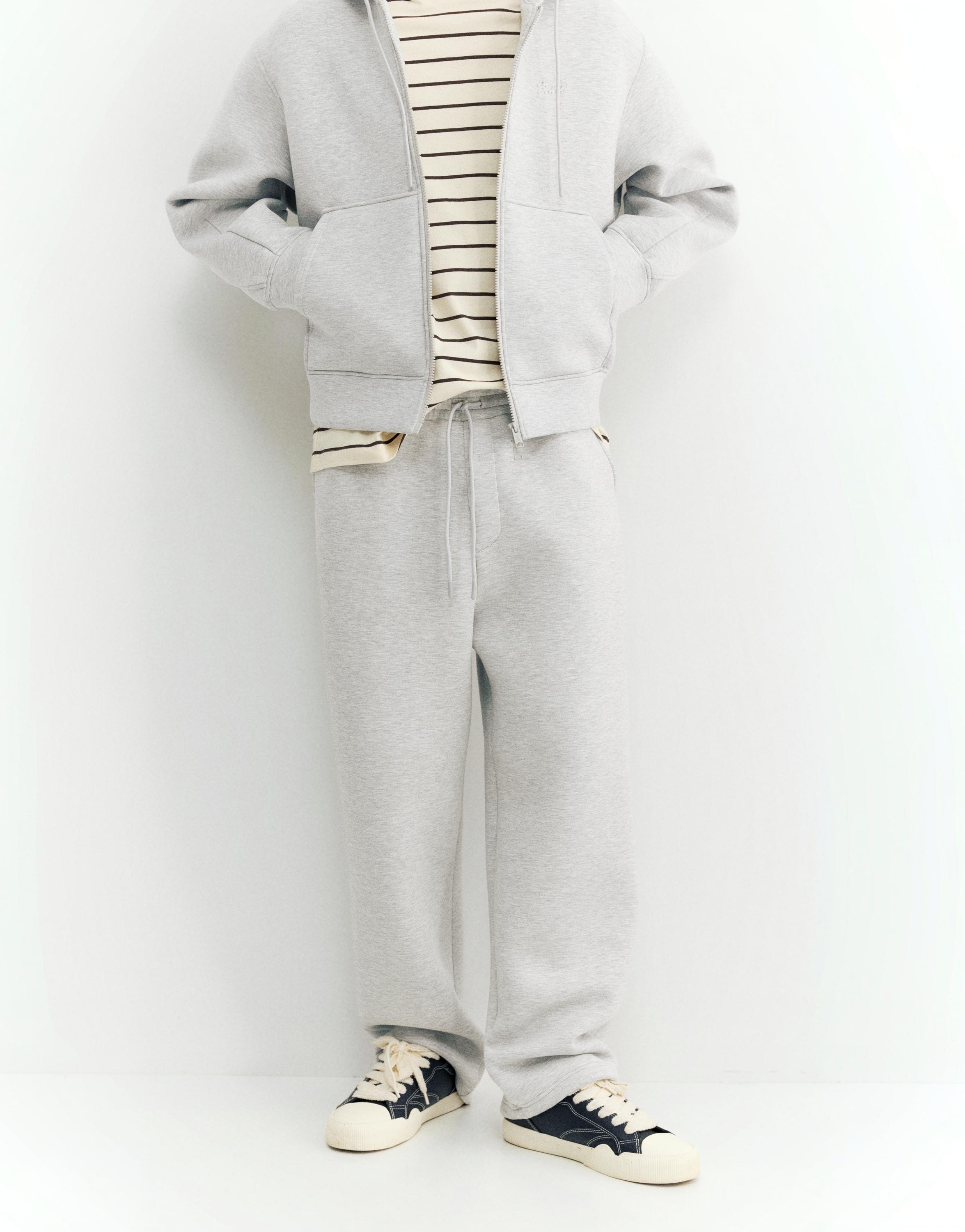 Neoprene-effect baggy trousers — Grey marl