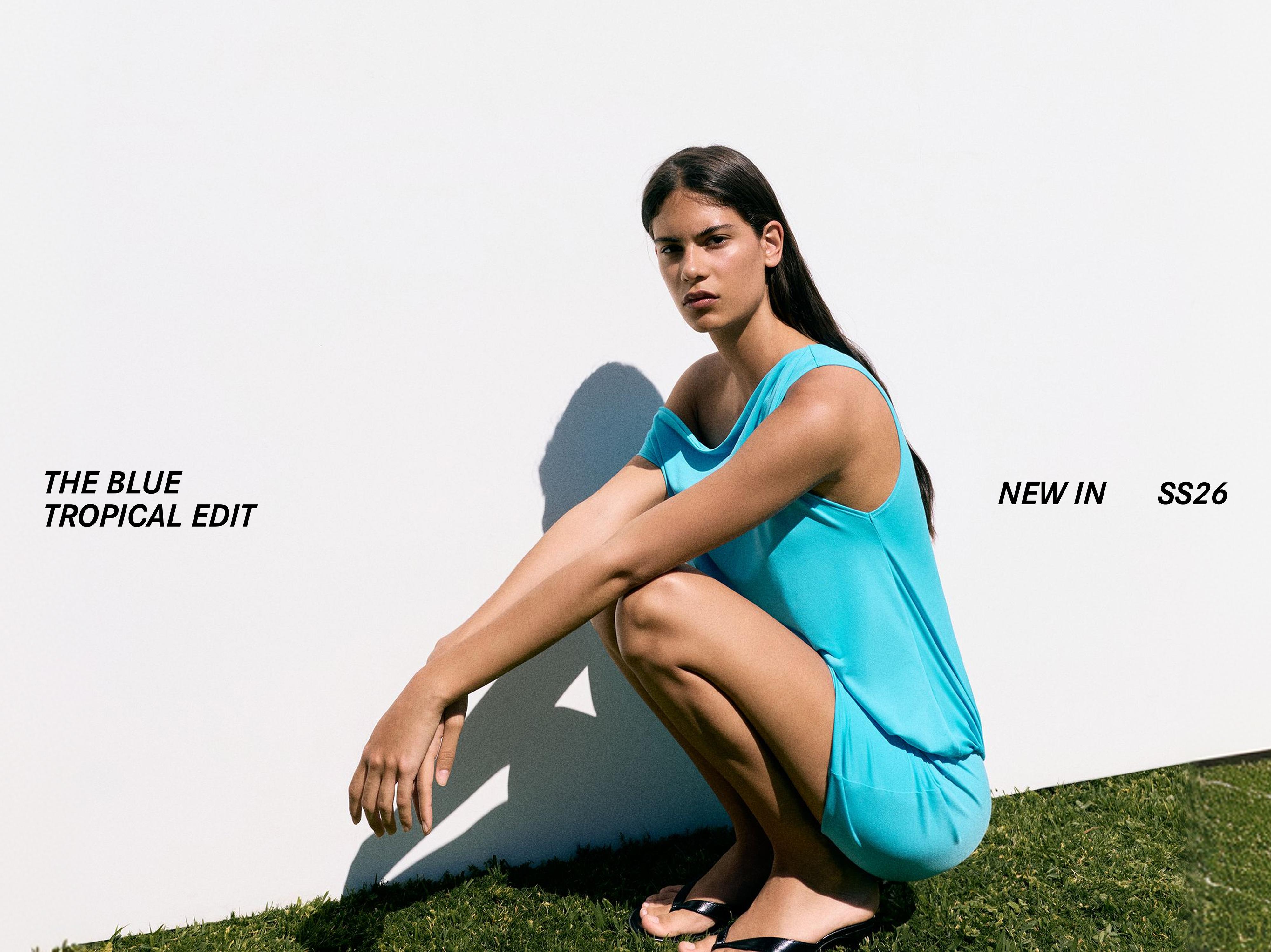Short asymmetric dress — Turquoise