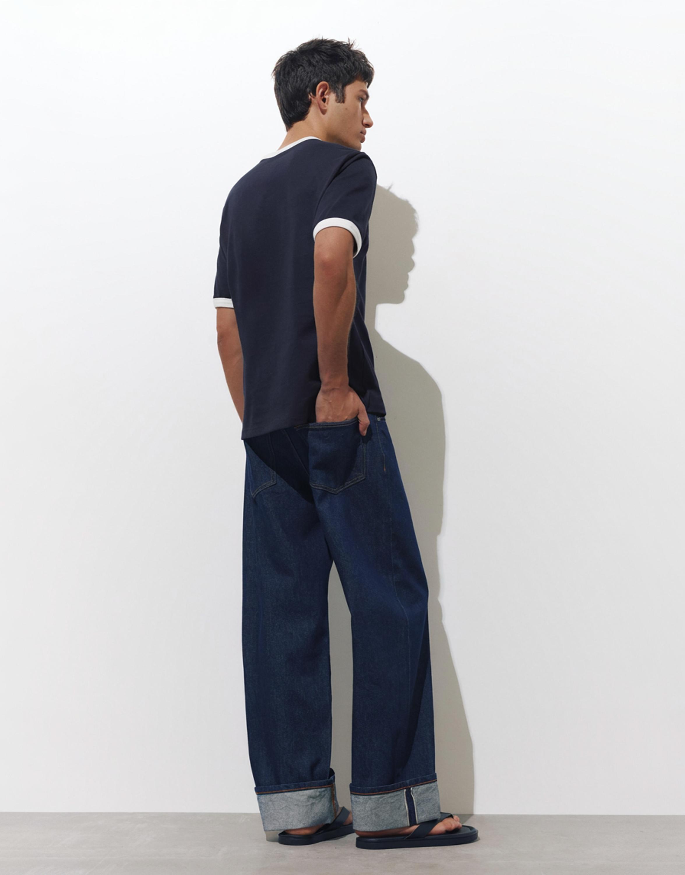 Contrast trim T-shirt — Navy