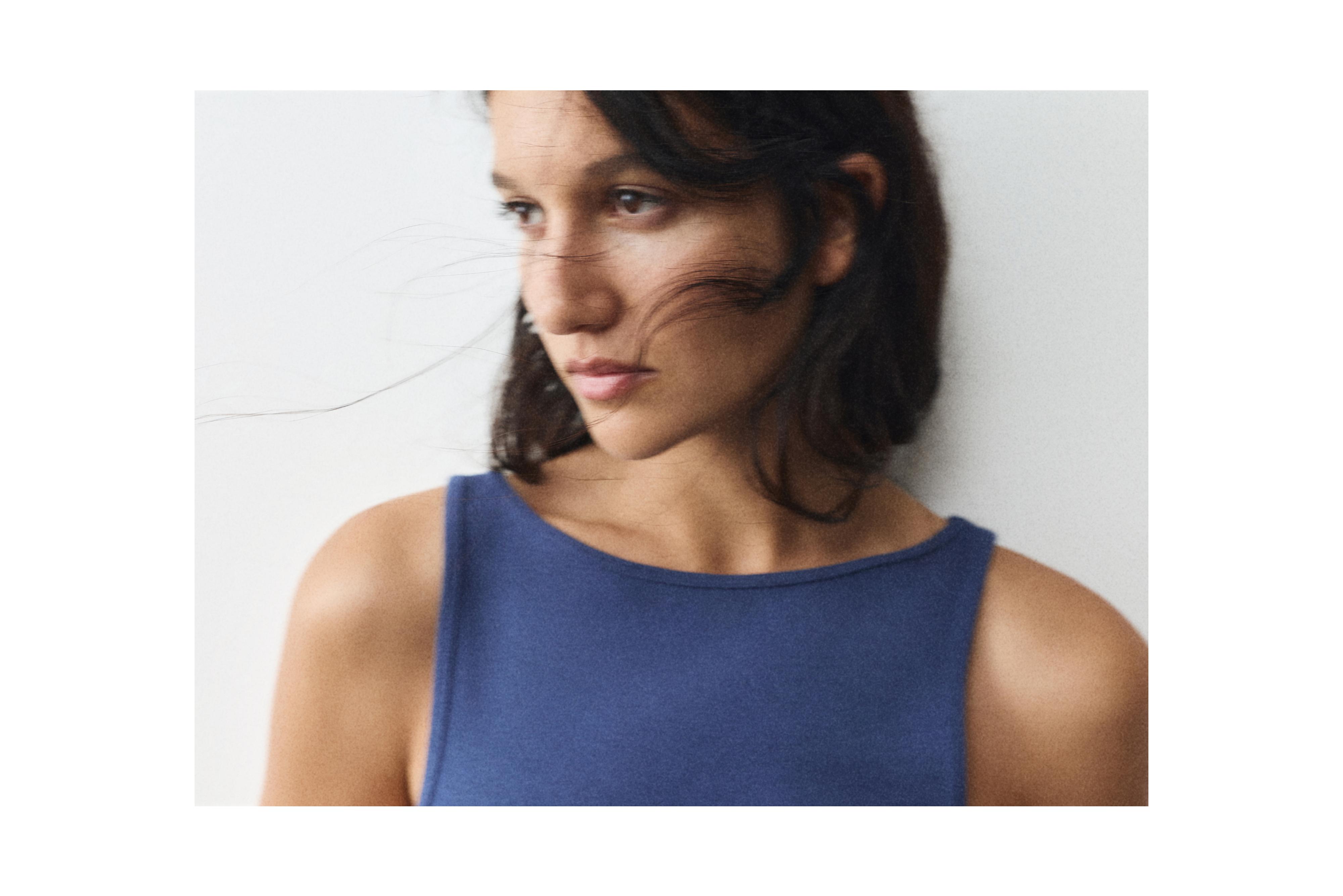 Boat neck tank top — Navy