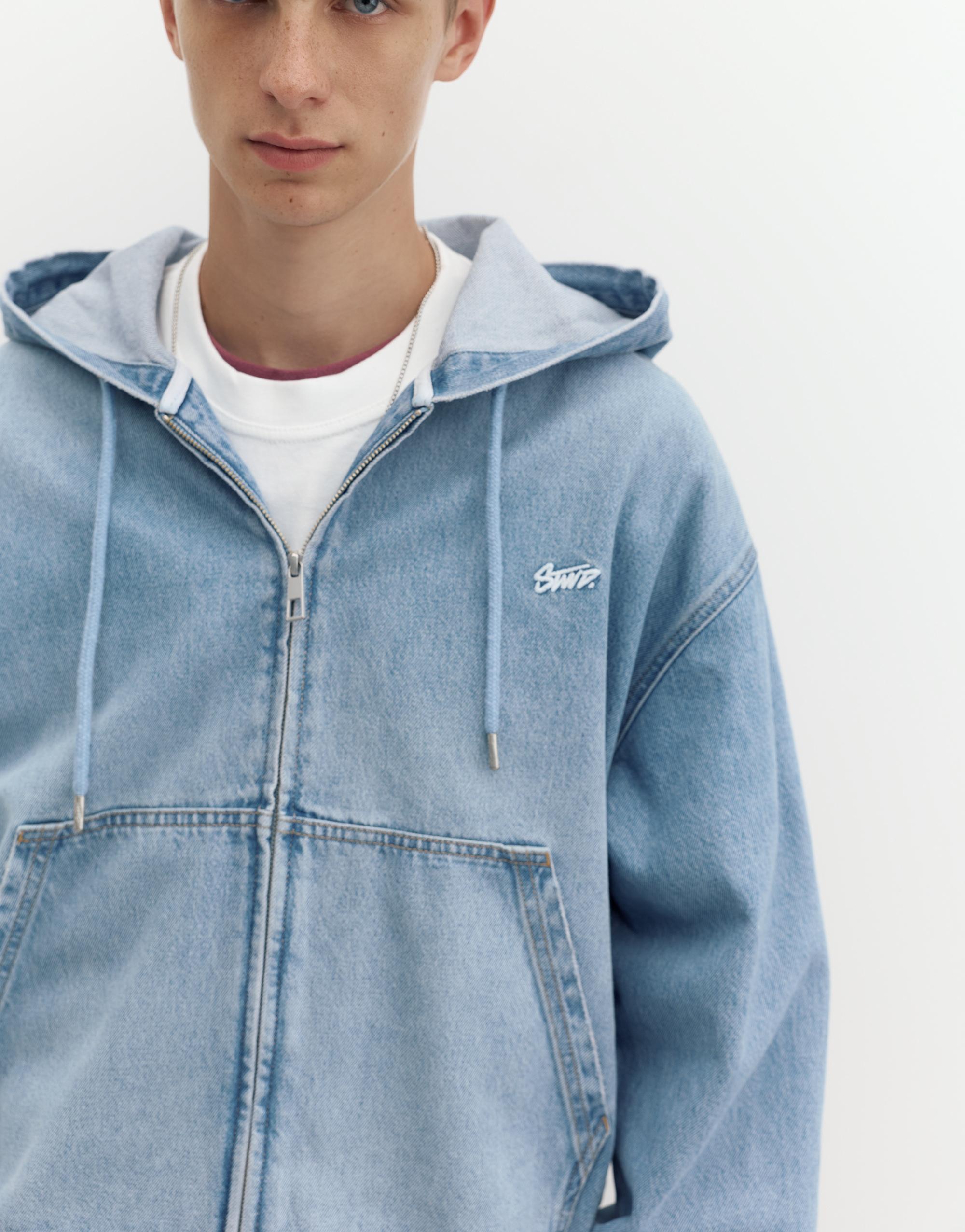 STWD zip-up hooded jacket — Medium blue