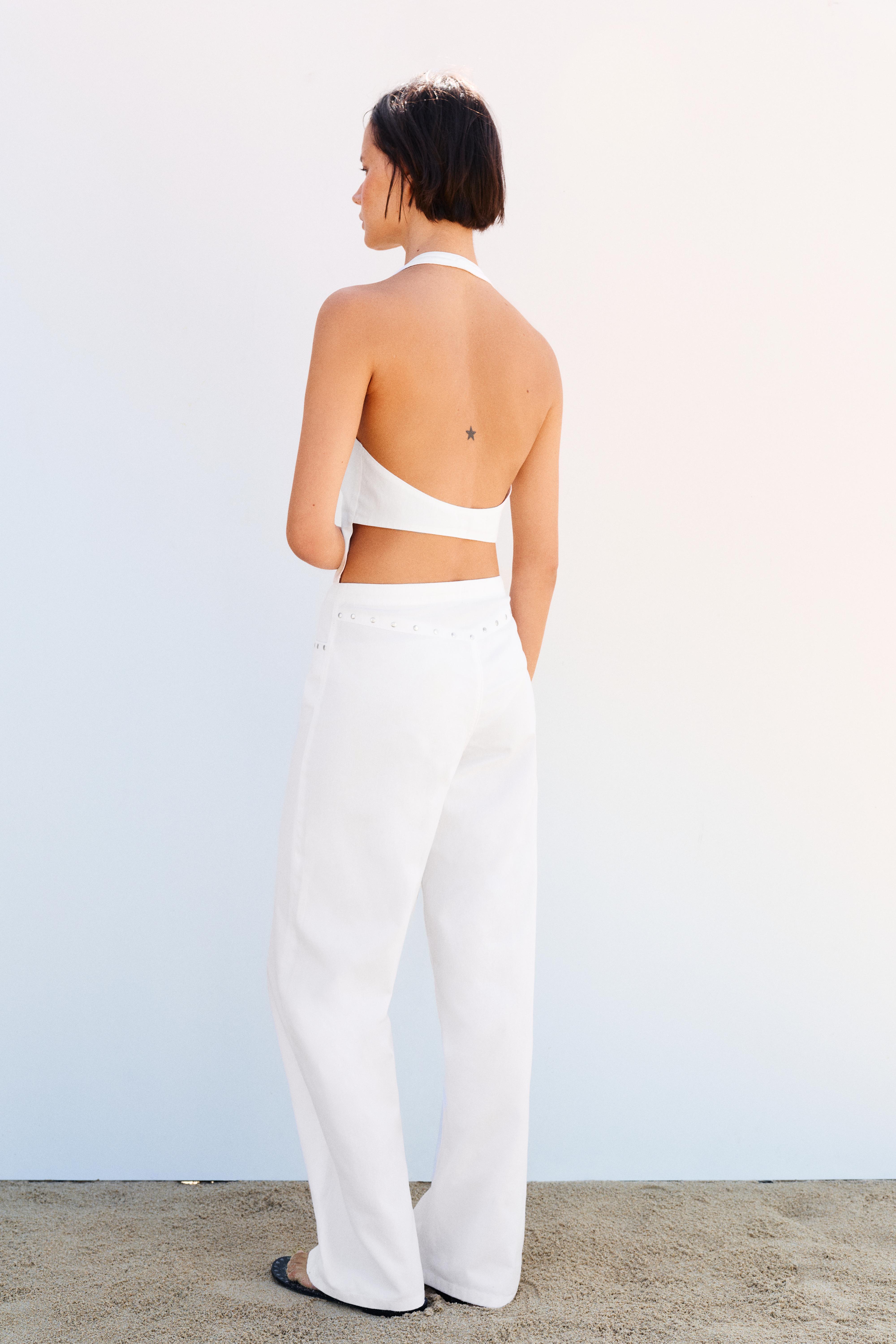 White studded halter top — White