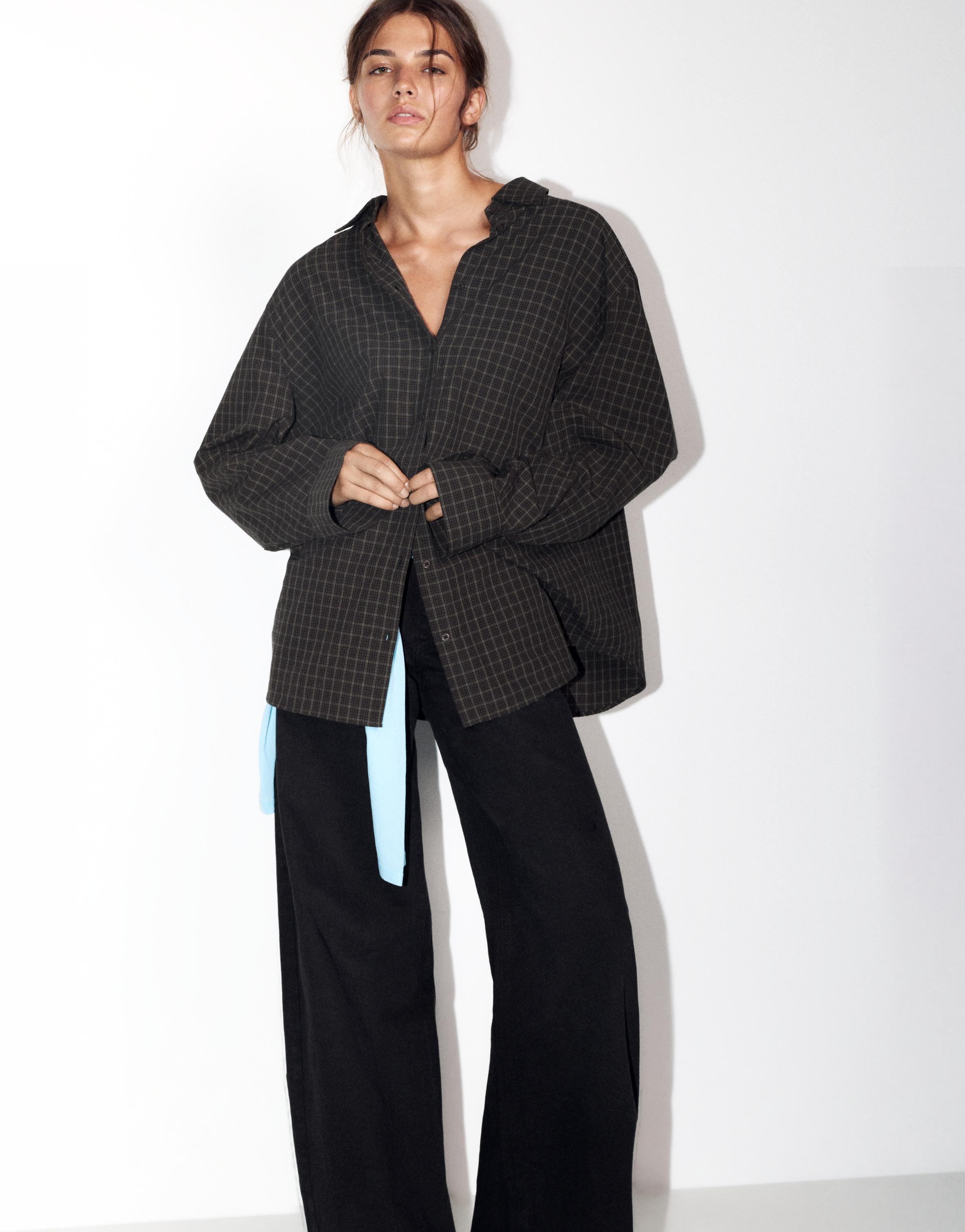 Pull&Bear Oversize kareli gömlek görsel 3