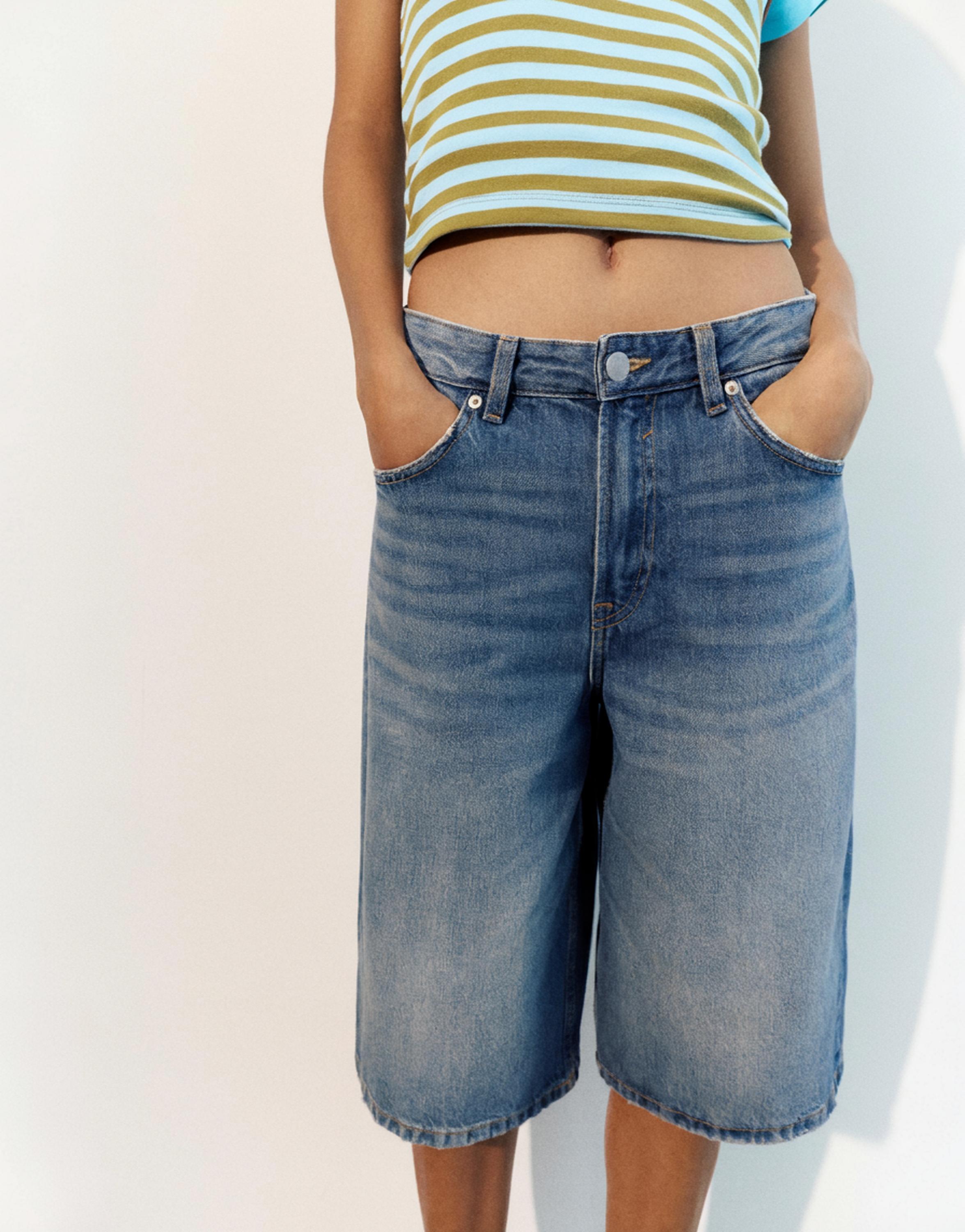 Low-rise denim jorts — Dark blue