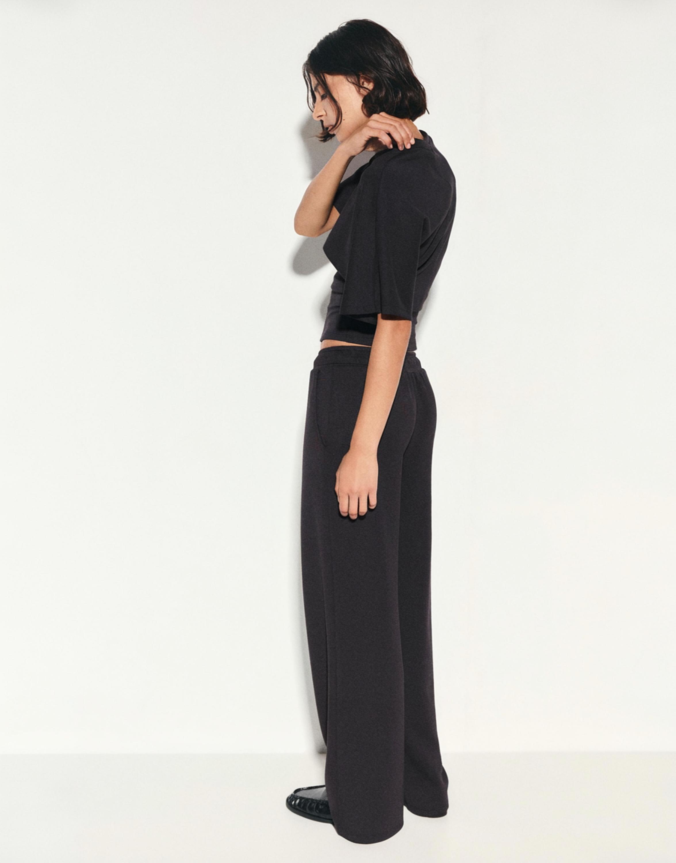 Modal wide-leg trousers — Anthracite grey