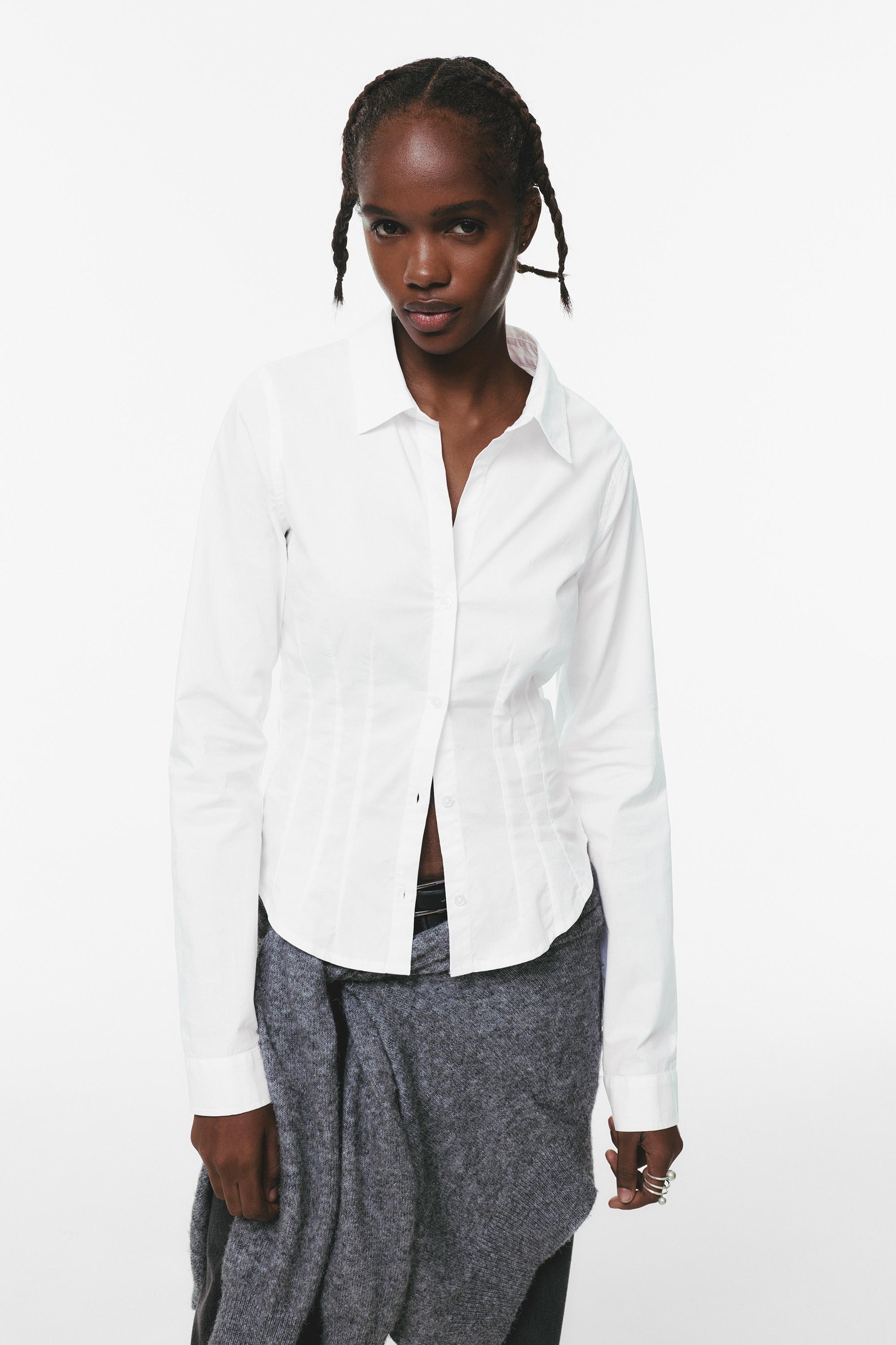 Tailliertes Popelinhemd Mit Abnähern