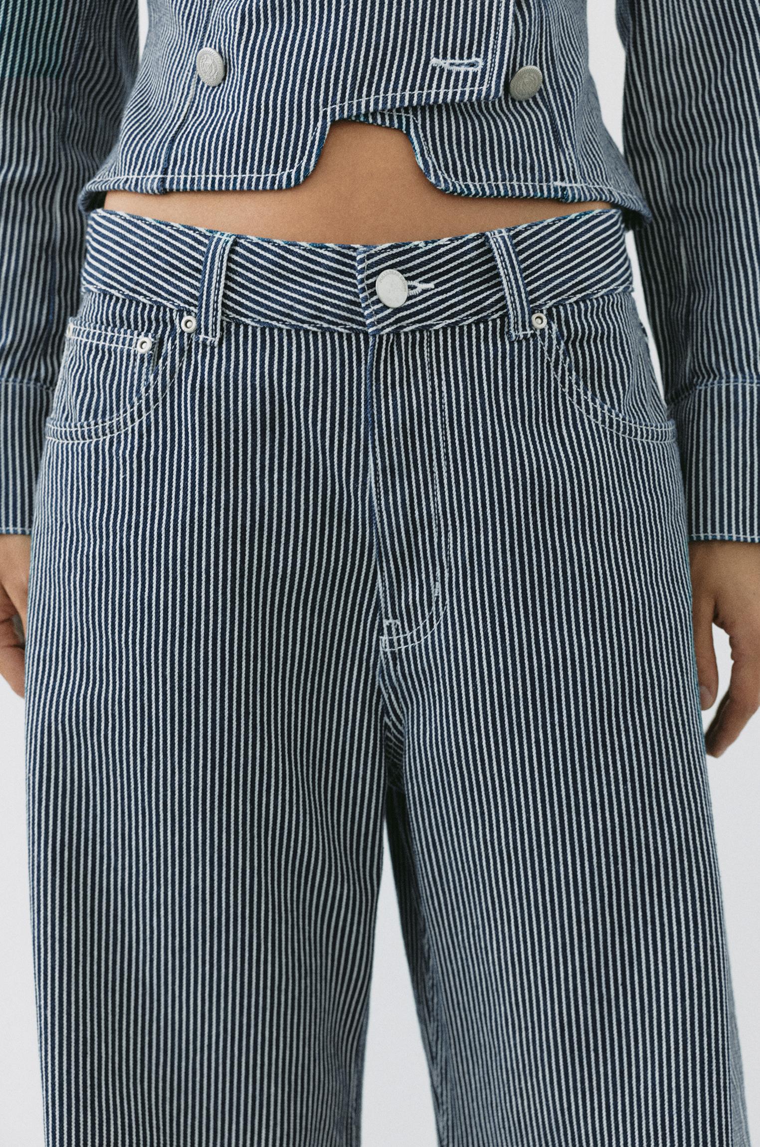 Low-rise striped baggy jeans — Dark blue