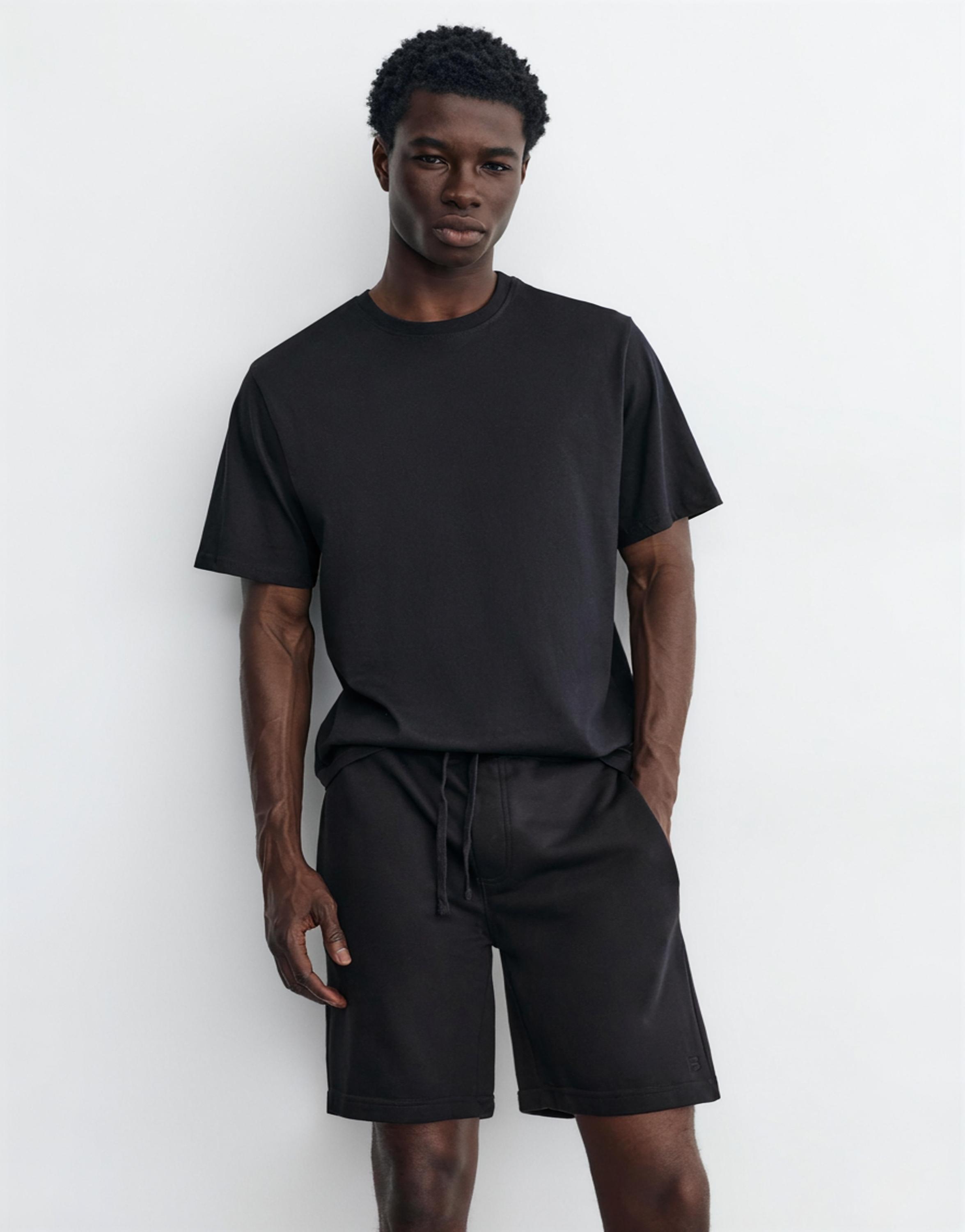 Pack of Bermuda jogger shorts and T-shirt — Dark navy
