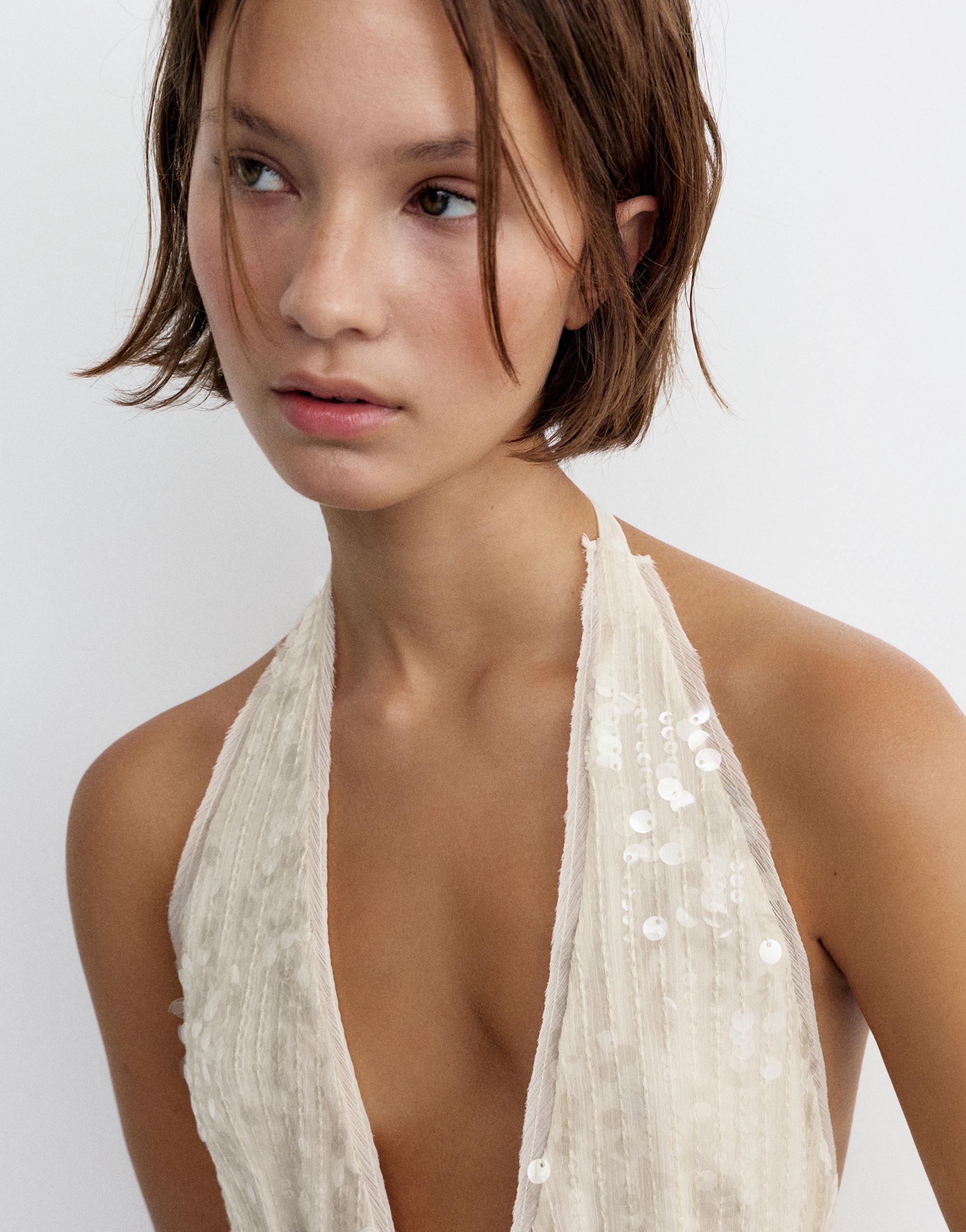 Sequin halter top — Ice