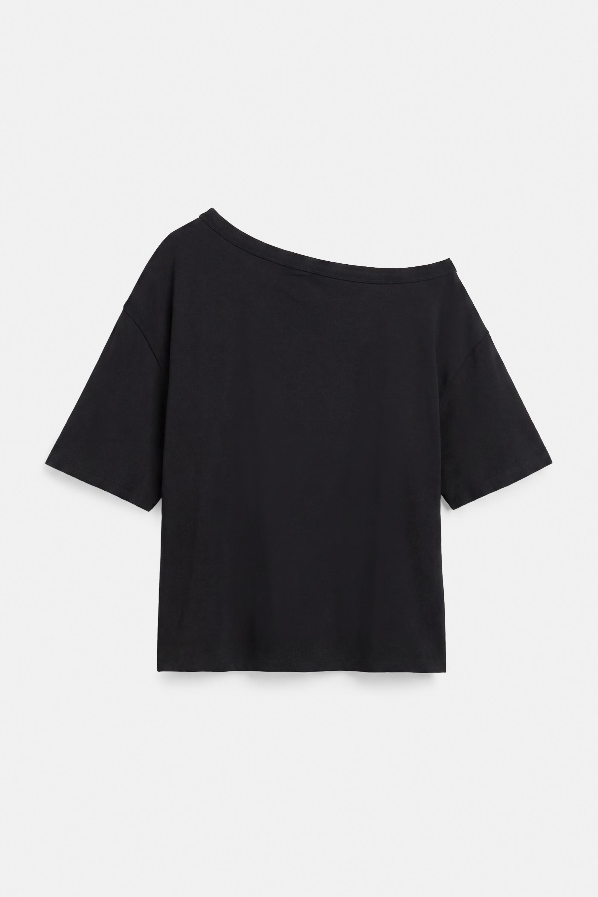 Asymmetric short sleeve T-shirt — Black