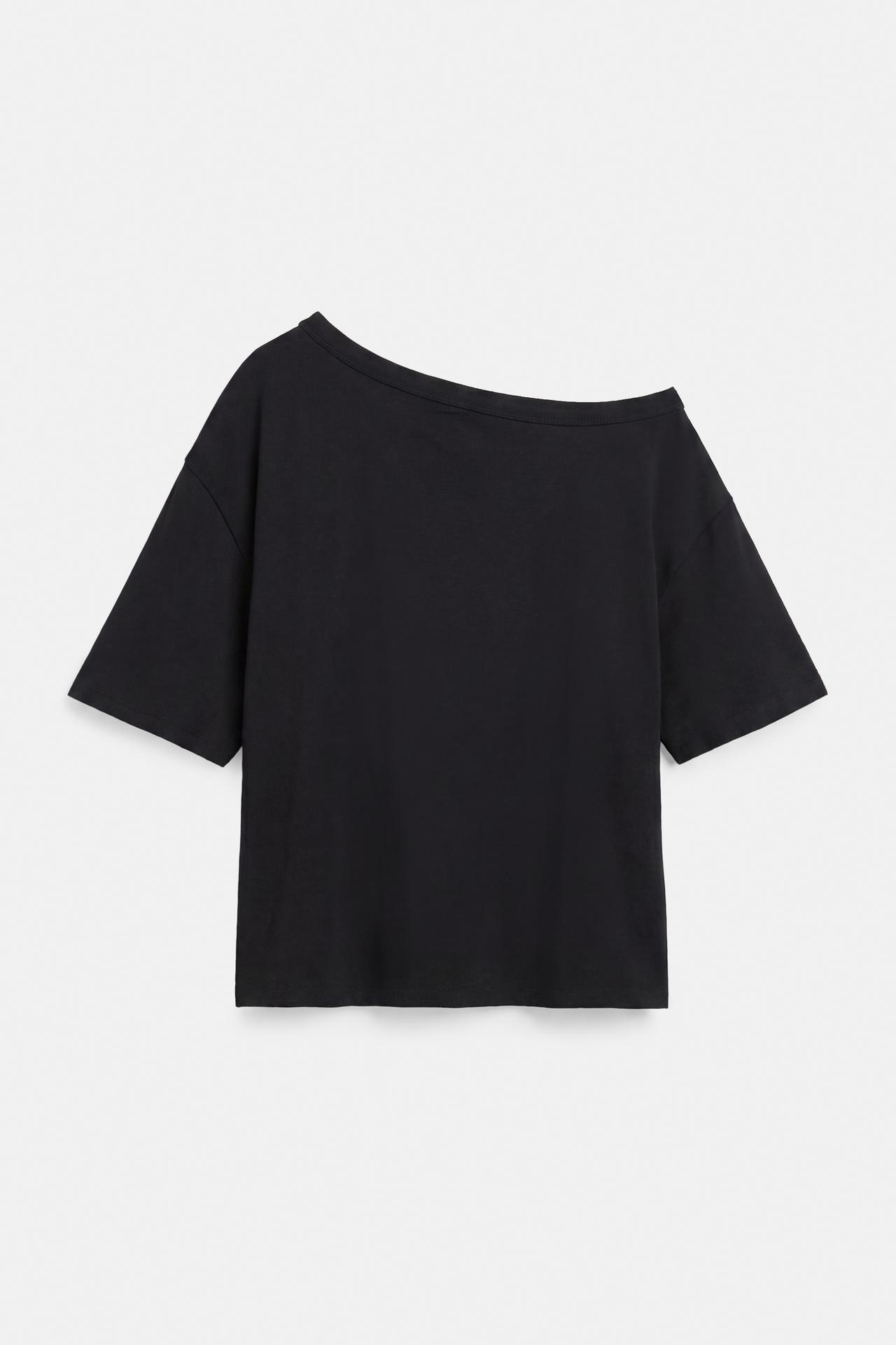 Asymmetric short sleeve T-shirt — Black