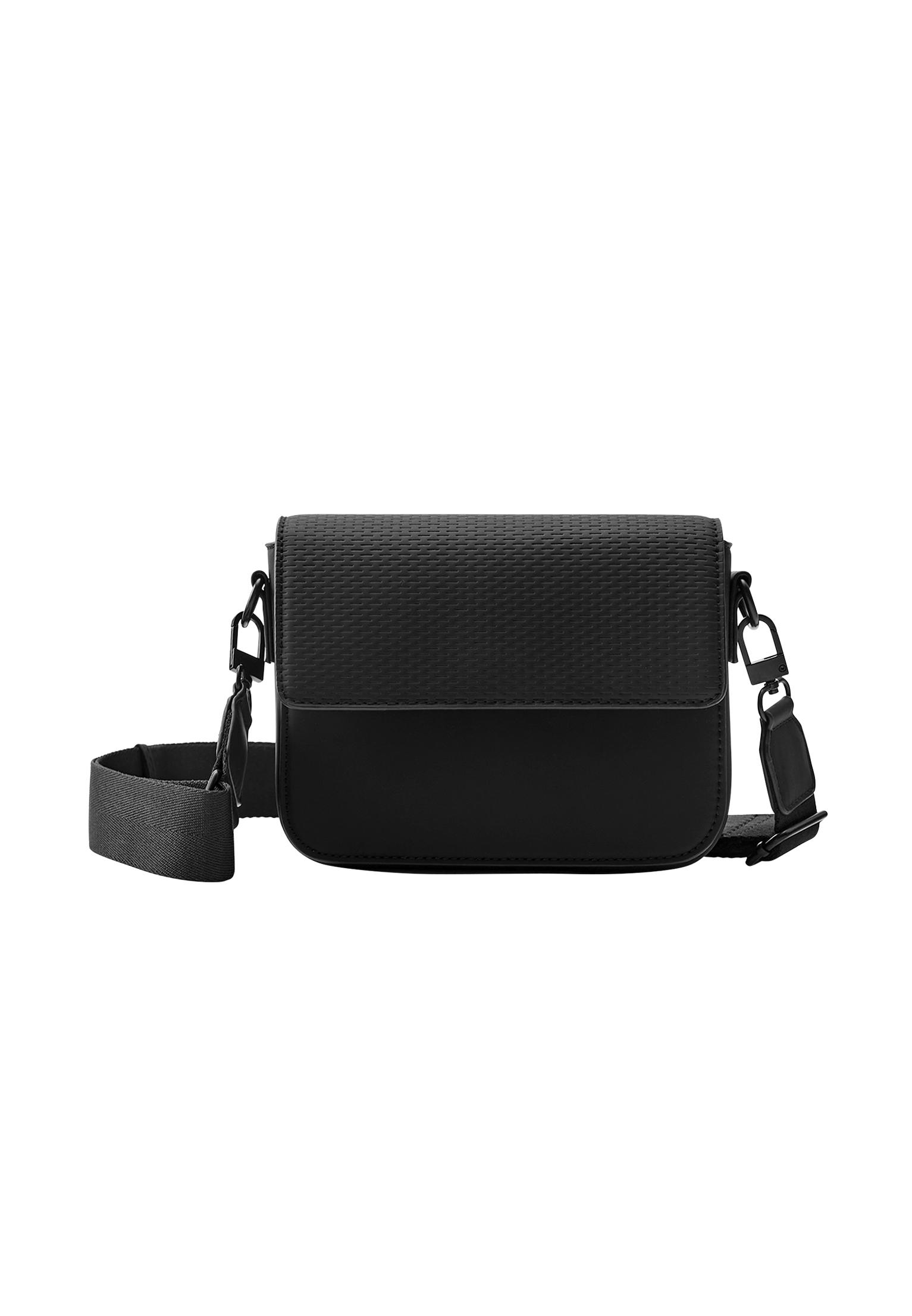 Rubberised textured crossbody bag — Black