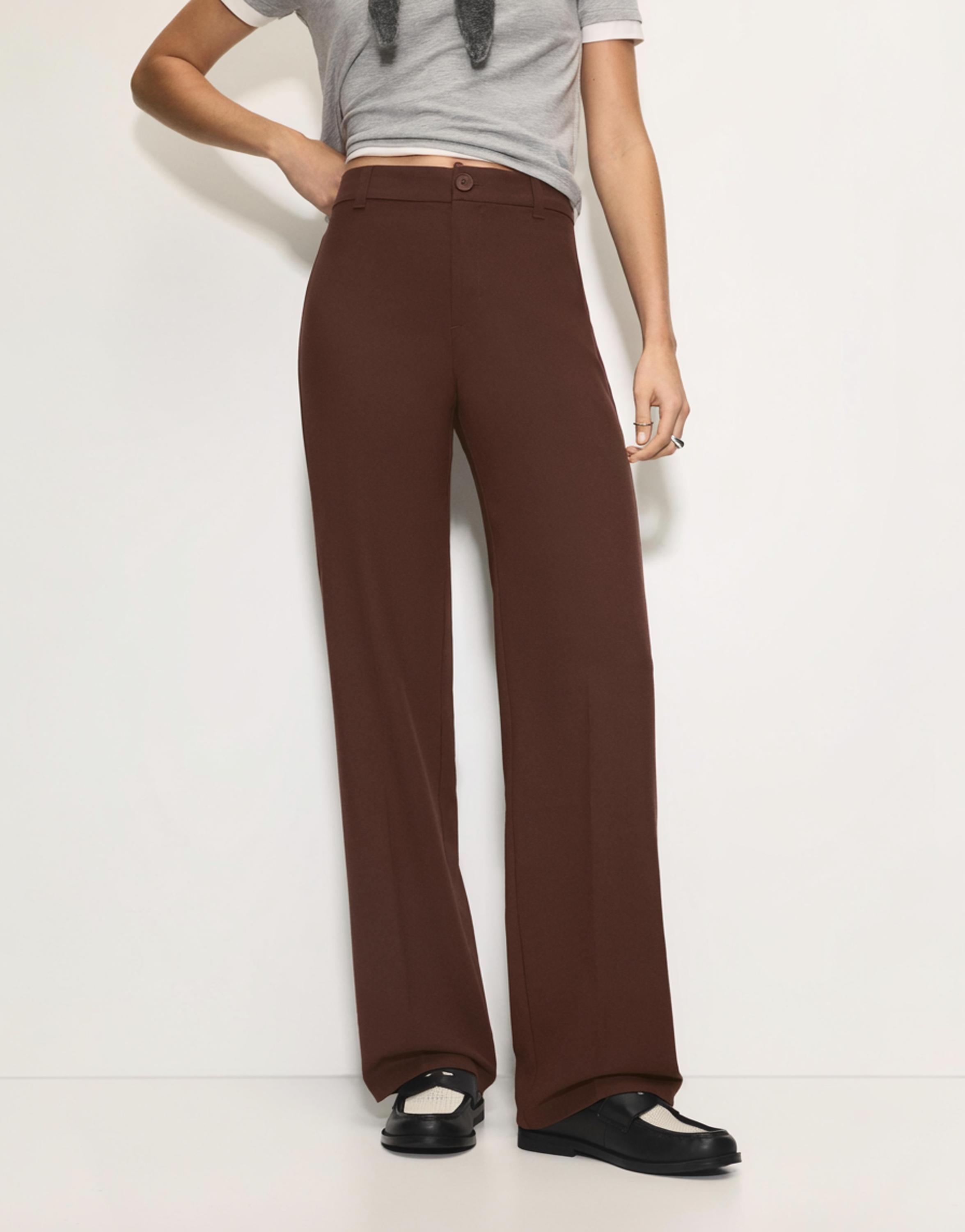 Smart high-waist straight-leg trousers — Wine