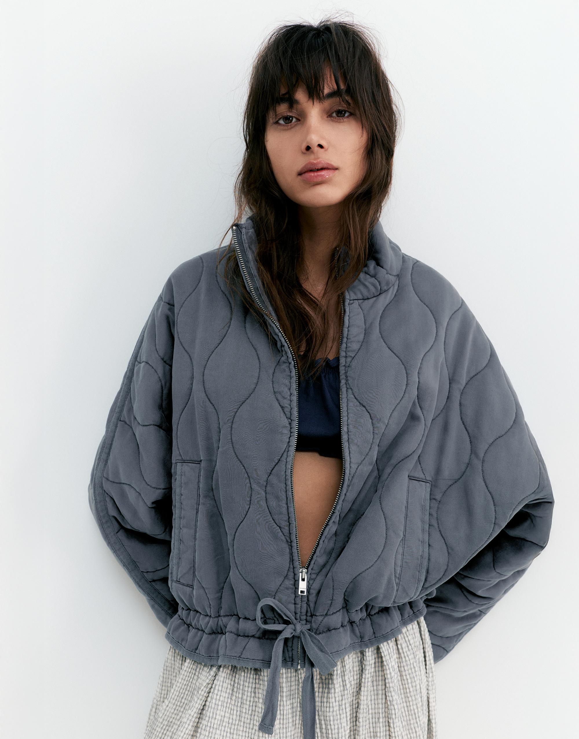 Dik yaka şişme mont - Görsel 15